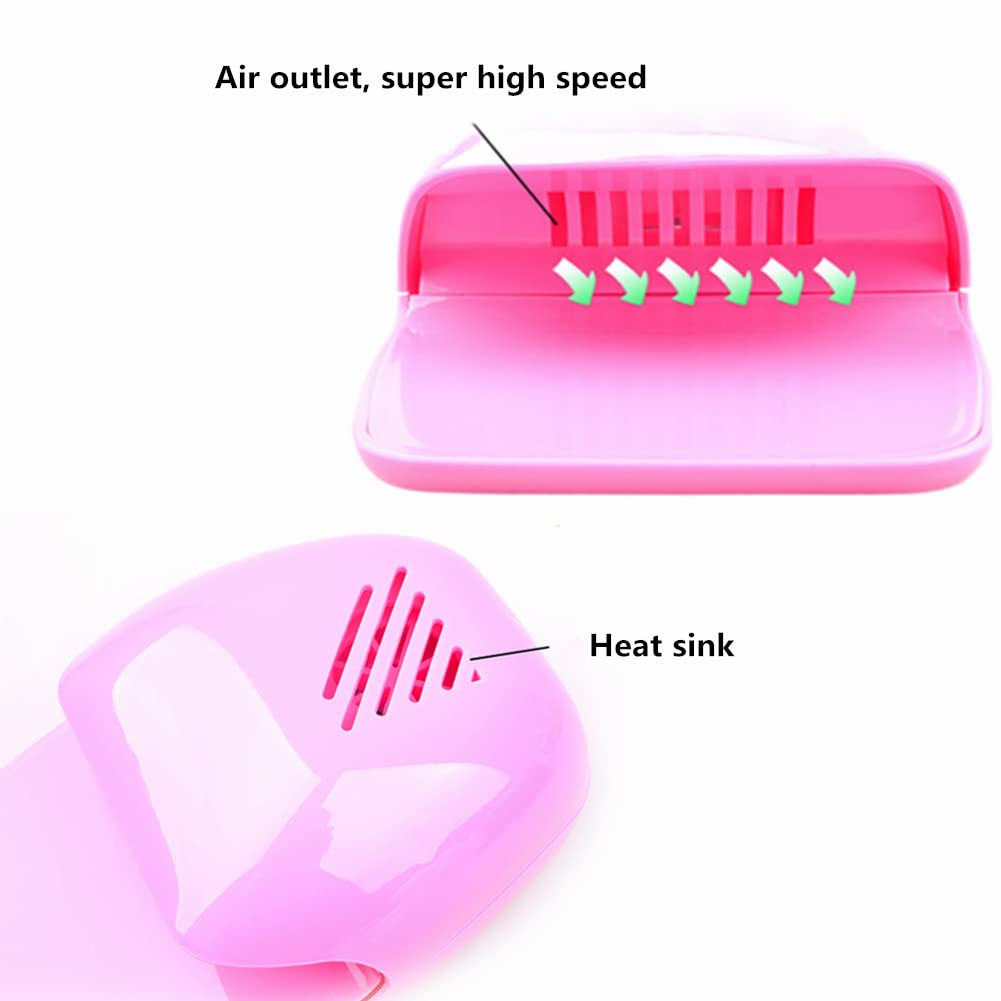 Portable Nail Polish Dryer Fan - Quick Drying UV/LED Gel Nail Art Blower Machine for Home & Salon Use, Perfect for Fingernails & Toenails (Pink) | Fast Manicure & Pedicure Tool for Nail Artists & DIY Enthusiasts