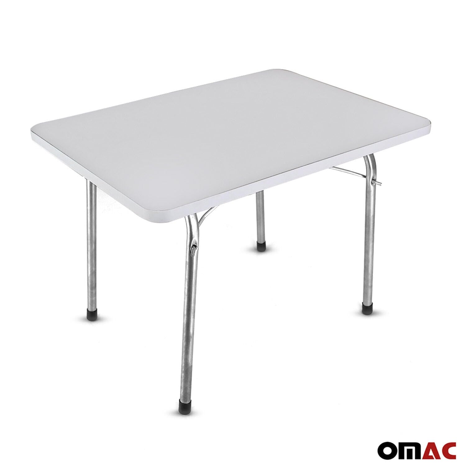 OMAC Folding Table - Portable White Camping Table for Indoor & Outdoor Use - Perfect for BBQ, Picnic, Party, Camping & Tailgating
