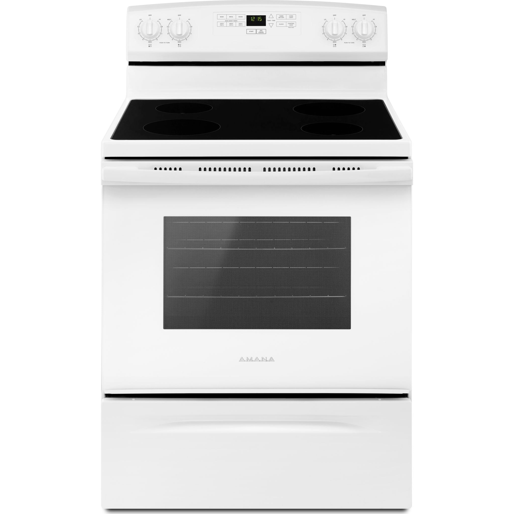 Amana 30 Inch Electric Range YAER6303MFW - White Freestanding Stove with Self-Cleaning Oven & 4 Burners - Perfect for Home Kitchen, Apartment Cooking & Small Space Living