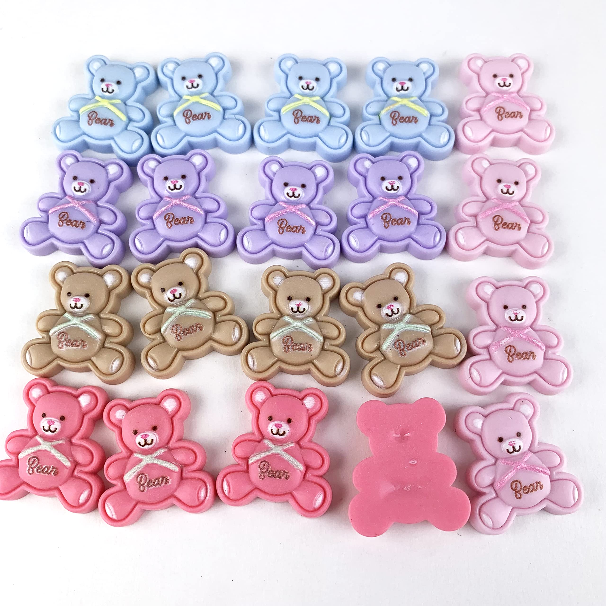 Mini Flatback Cabochon Bear Charms - 20PC Resin Decor for DIY Crafts & Scrapbooking