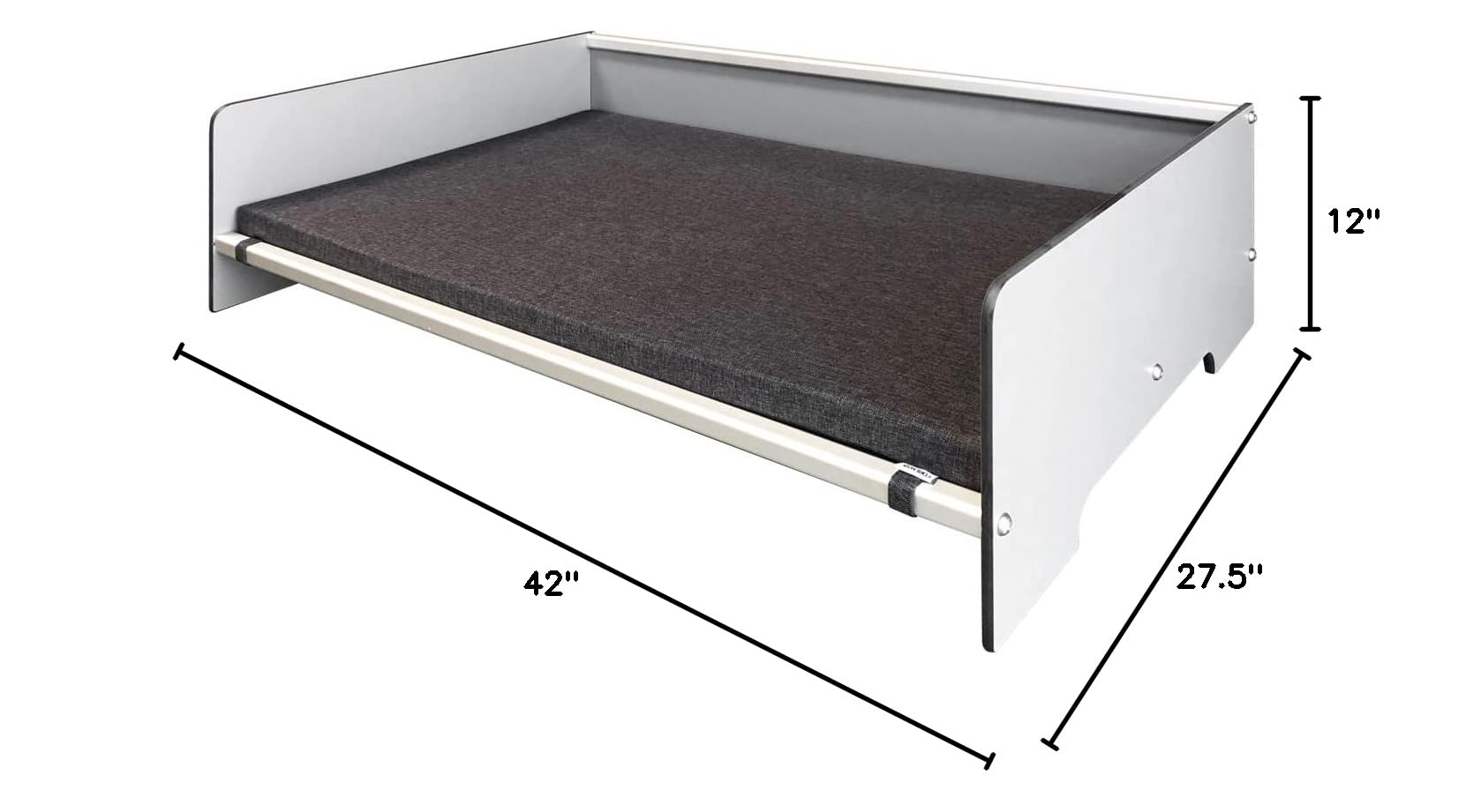 Waterproof Contemporary Comfort Dog Bed with Backrest - Orthopedic Pet Bed for Dogs & Cats, Compact Laminate & Aluminum Frame, Dark Grey Mattress - Perfect for Indoor Use, Living Room, Bedroom, or Pet-Friendly Spaces