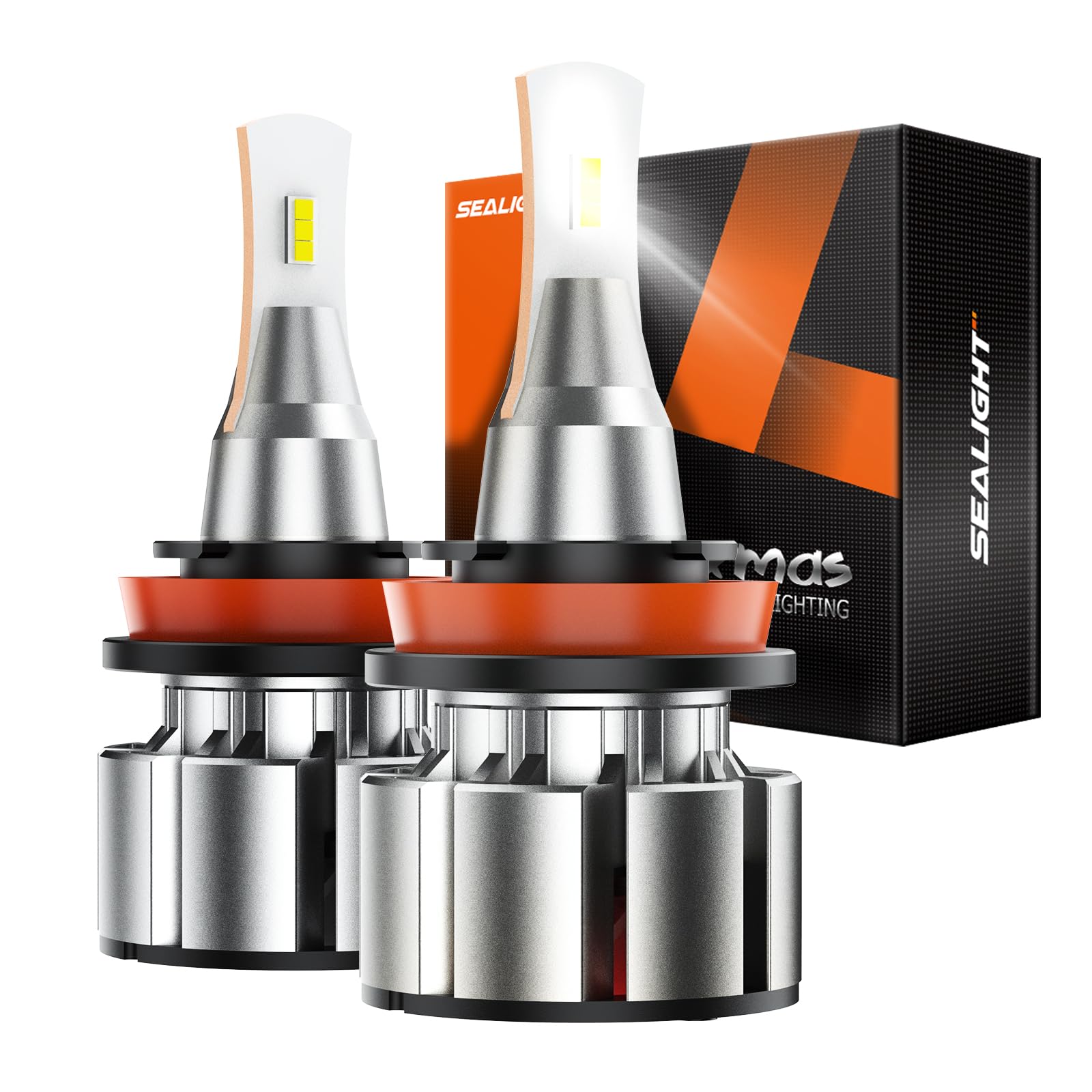 SEALIGHT H11/H9 LED Light Bulb - 24000LM, 900% Brighter, 6000K White, 60000Hrs Lifespan - Direct Replacement for H11/H8/H16 Halogen Bulbs - Pack of 2 - Perfect for Fog Lights, Headlights & Night Driving