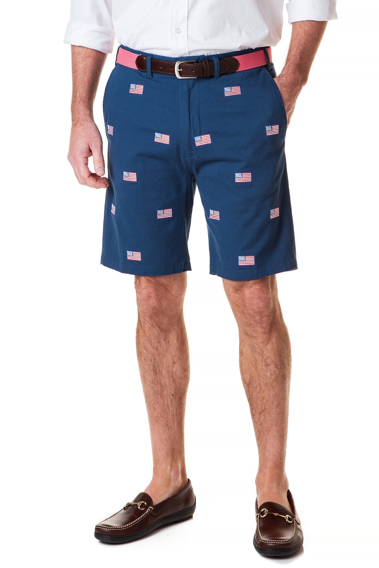 Cisco Short Stretch Twill Nantucket Navy Cap with American Flag - Comfortable Adjustable Baseball Hat for Men & Women, Perfect for Outdoor Activities, Sports, and Patriotic Events