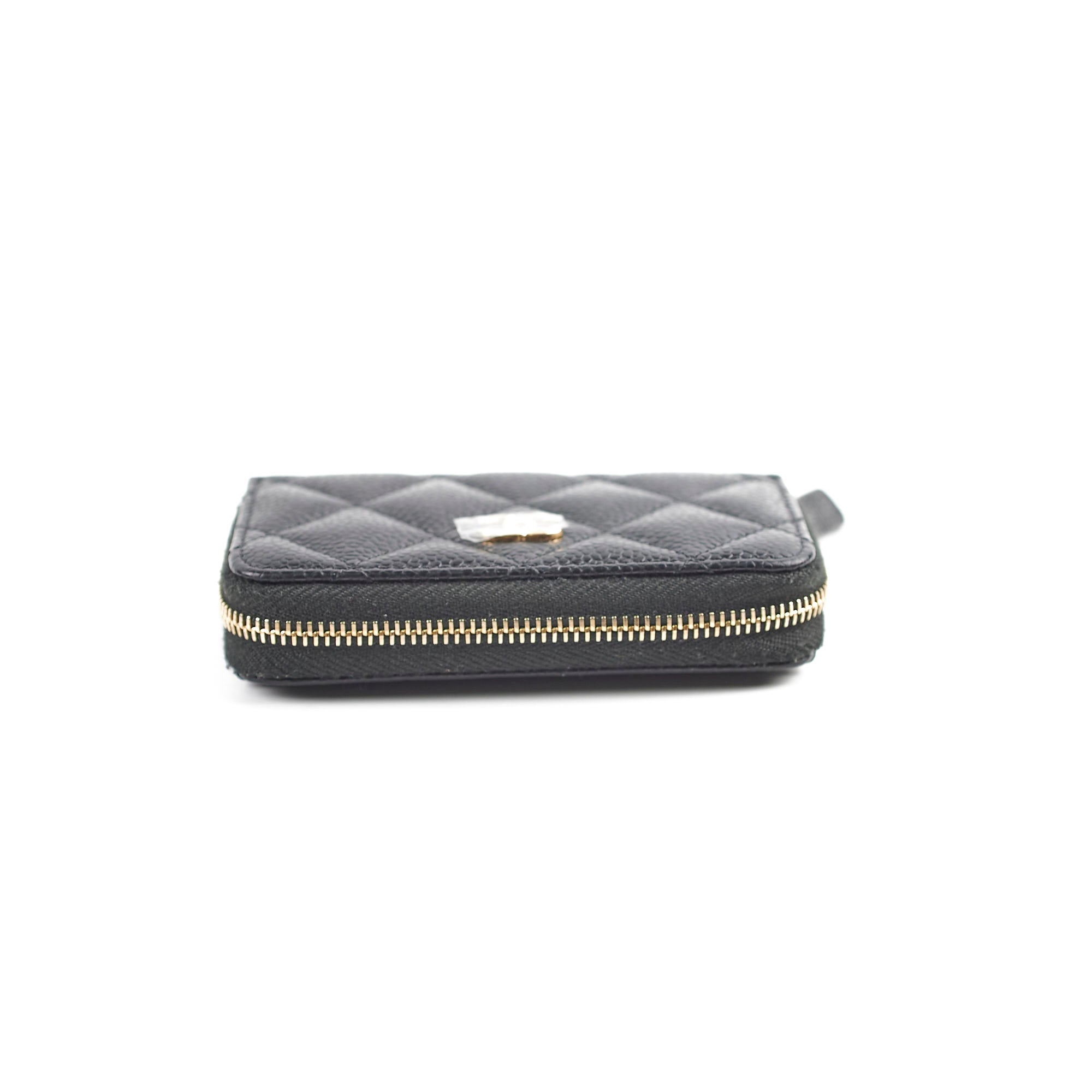 Chanel Caviar Leather Zipper Card Holder Wallet for Women - Black Luxury Compact Wallet for Credit Cards & Cash - Perfect for Everyday Use, Travel & Gifting