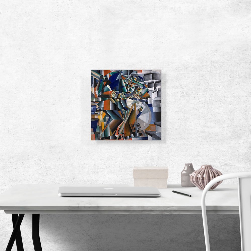 Kazimir Malevich The Knife Grinder 1913 Canvas Art Print - 12x12 Inch Framed Wall Decor | Cubist Abstract Painting for Living Room, Office & Gallery Display