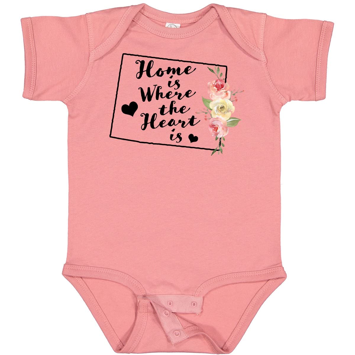 Inktastic Wyoming Home is Where The Heart is Watercolor Baby Bodysuit - Soft Cotton Onesie for Newborns & Infants - Perfect for Family Photos, Holidays & Everyday Wear
