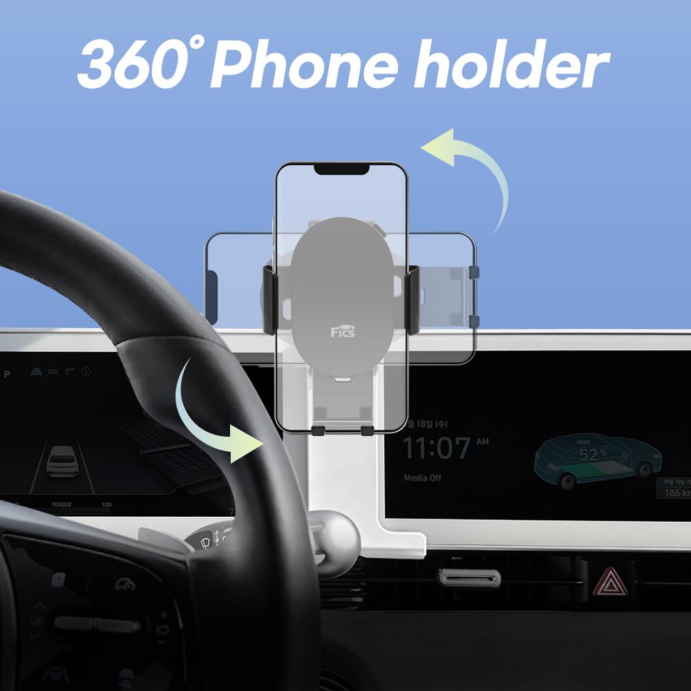 FICS Universal Car Phone Holder Mount for Hyundai IONIQ5 - Adjustable Dashboard & Air Vent Cell Phone Stand with Accessories - Perfect for GPS Navigation, Hands-Free Calling & Road Trips