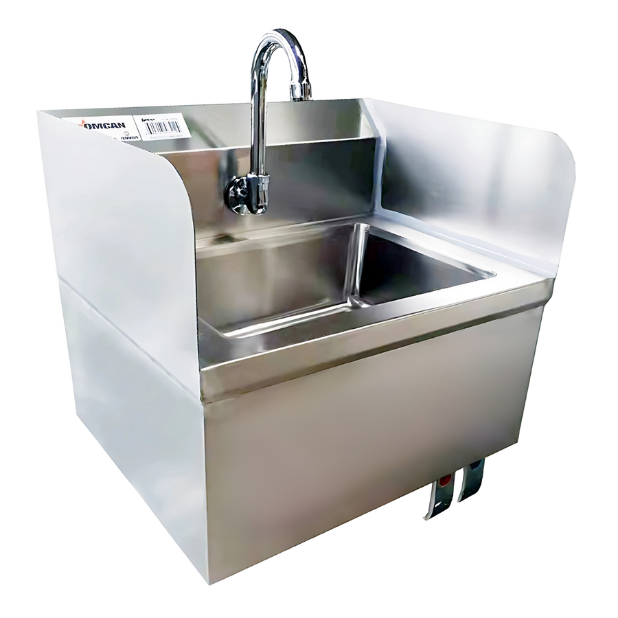 Nella Hand Sink with Knee Valve Assembly & Side Splashes - Commercial Grade Stainless Steel Handwashing Station for Restaurants, Hospitals & Labs - ADA Compliant & Easy Installation