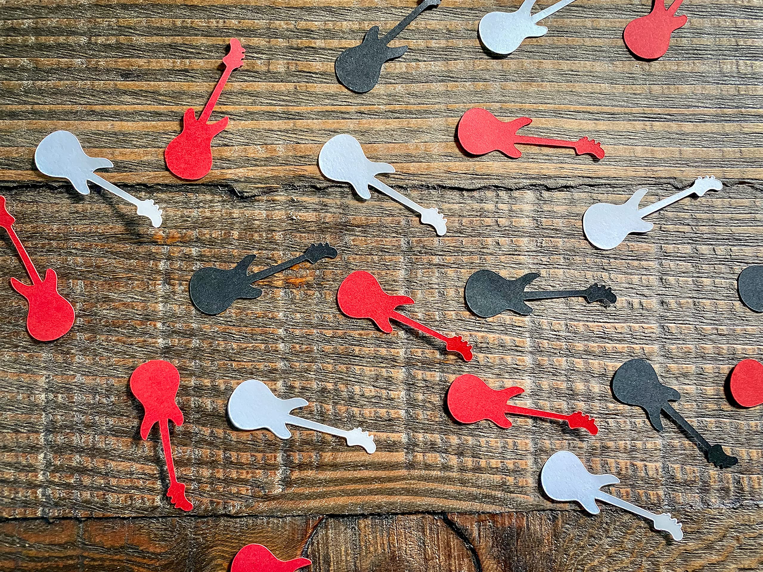 Red, Black & White Electric Guitar Shaped Confetti - Perfect for Rock Concerts, Birthday Parties & Music Themed Events
