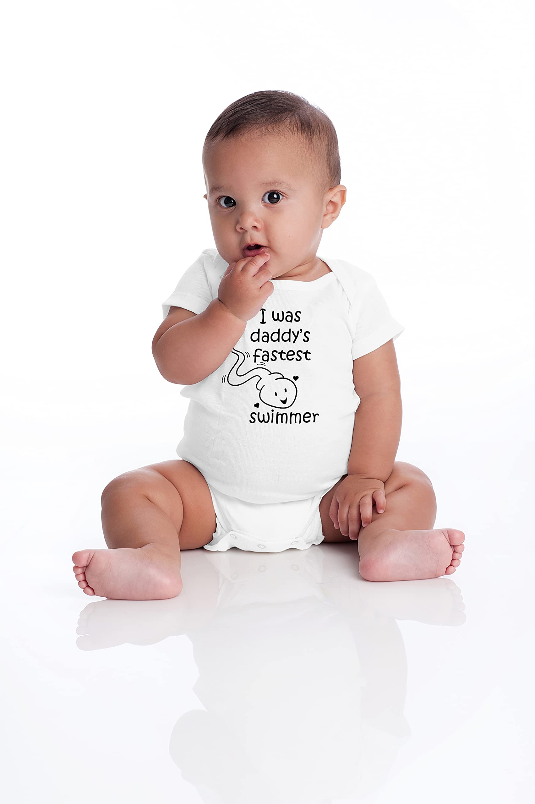 Funny Baby Boy Romper - Fastest Swimmer Bodysuit for Newborns - Perfect for Family Photos & Playtime