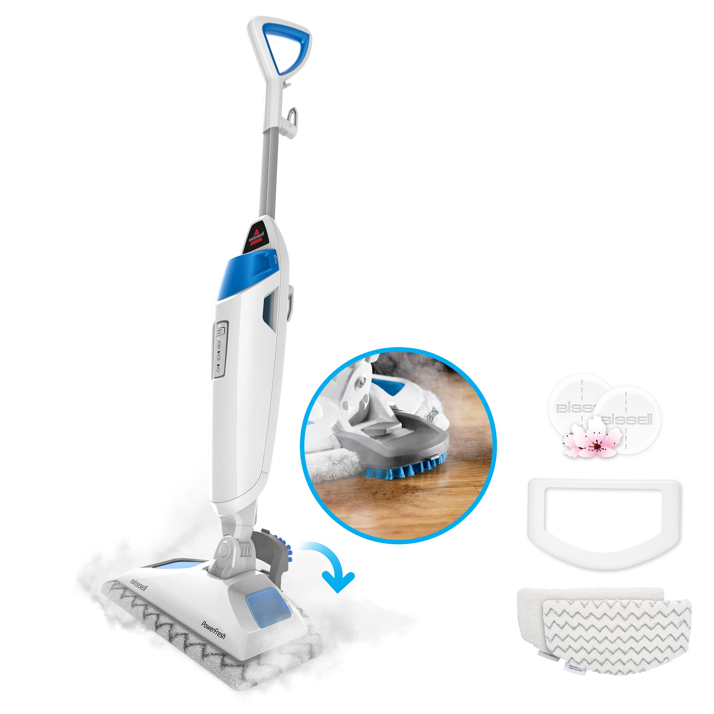 Bissell PowerFresh 1940A Steam Mop - Hardwood & Tile Floor Cleaner with Natural Sanitization & Flip-Down Scrubber | Perfect for Kitchen, Bathroom & Pet Areas