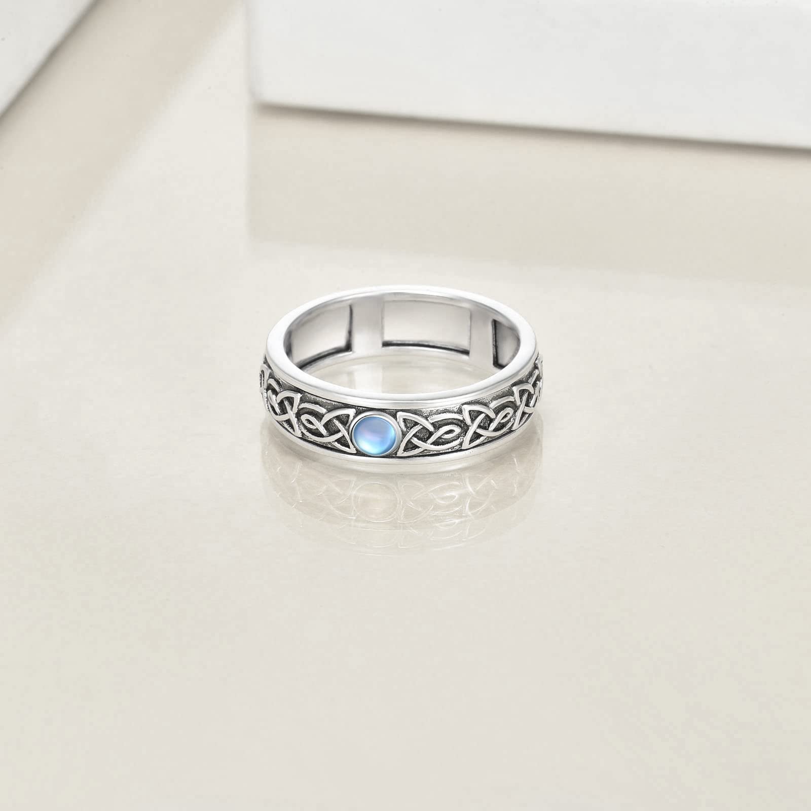 Sterling Silver Anxiety Spinner Ring for Women & Men - Rotatable Fidget Mood Ring to Relieve Stress & Worry - Perfect Gift for Anxiety Relief, ADHD, and Focus - Ideal for Office, Travel, and Daily Wear