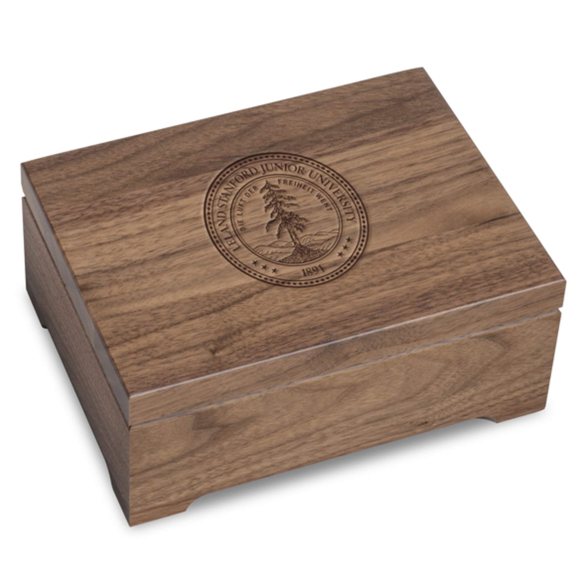 Stanford University Solid Walnut Wooden Desk Box - Premium Office Organizer for Pens, Stationery & Documents - Perfect for Home Office, Study & Gift Giving