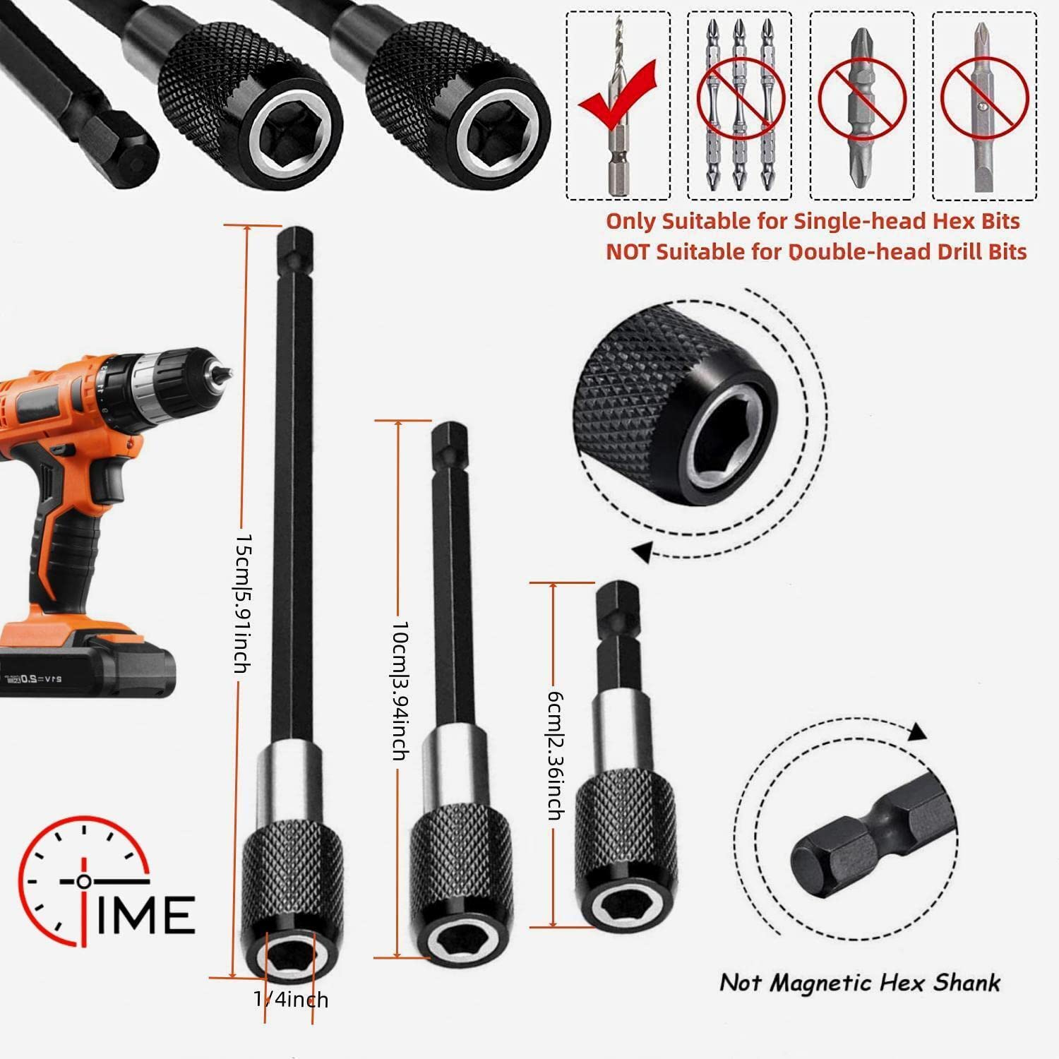 31Pcs Flexible Drill Bit Extension Set with 105° Right Angle Attachment - 1/4