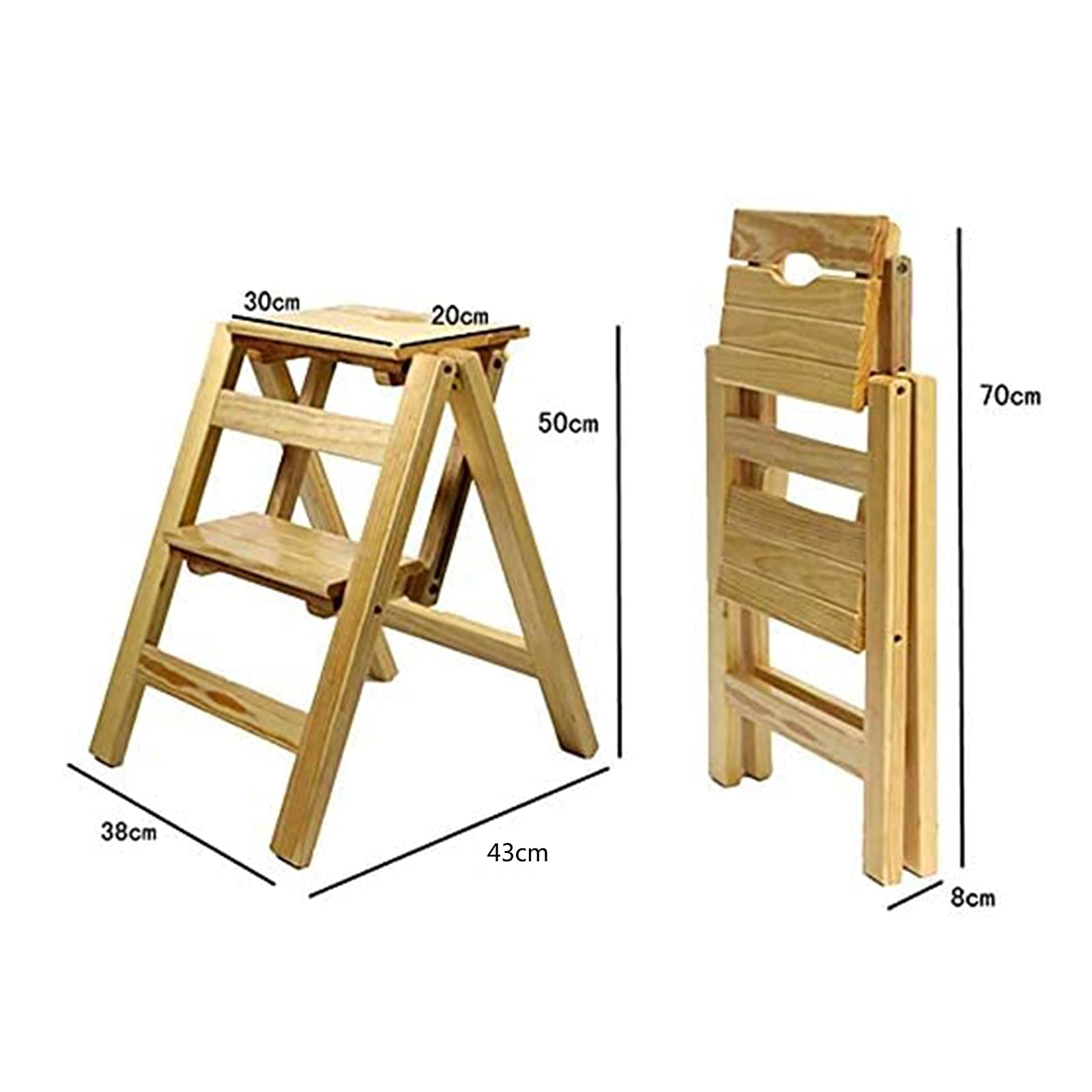 DASHADAO Foldable Wooden Step Stool for Home - Slim, Sturdy & Space-Saving Indoor Climbing Stool | Multi-Functional Step Ladder Chair for Kitchen, Bathroom & Kids' Room | Perfect for Reaching High Shelves & Storage