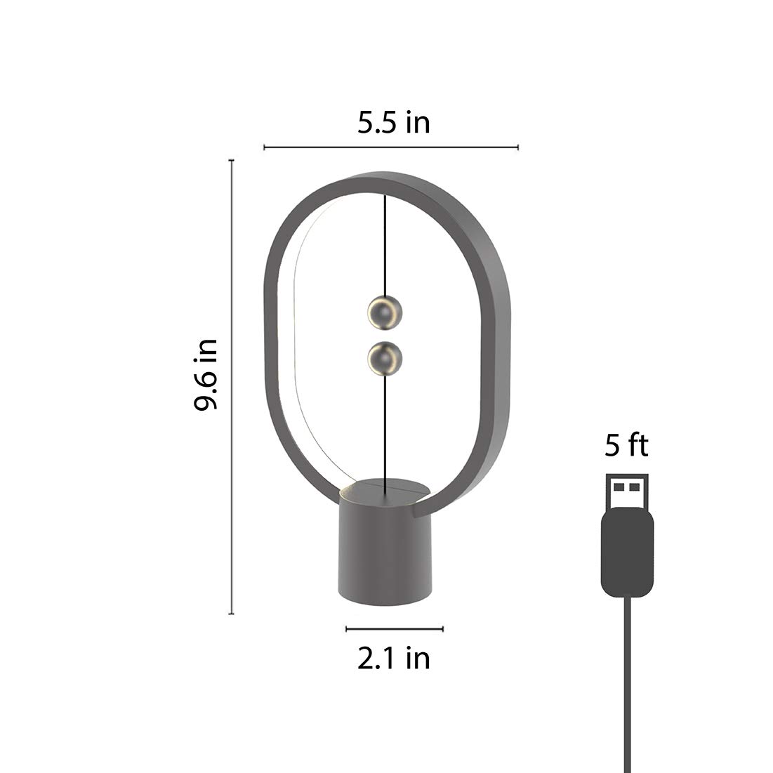 Allocacoc Heng Balance Table Lamp - USB Powered LED Magnetic Desk Light with Mid-Air Switch, Eye-Care Soft Lighting for Home Office, Study & Bedroom (Mini Dark Grey) - Perfect for Night Reading & Workspace Illumination
