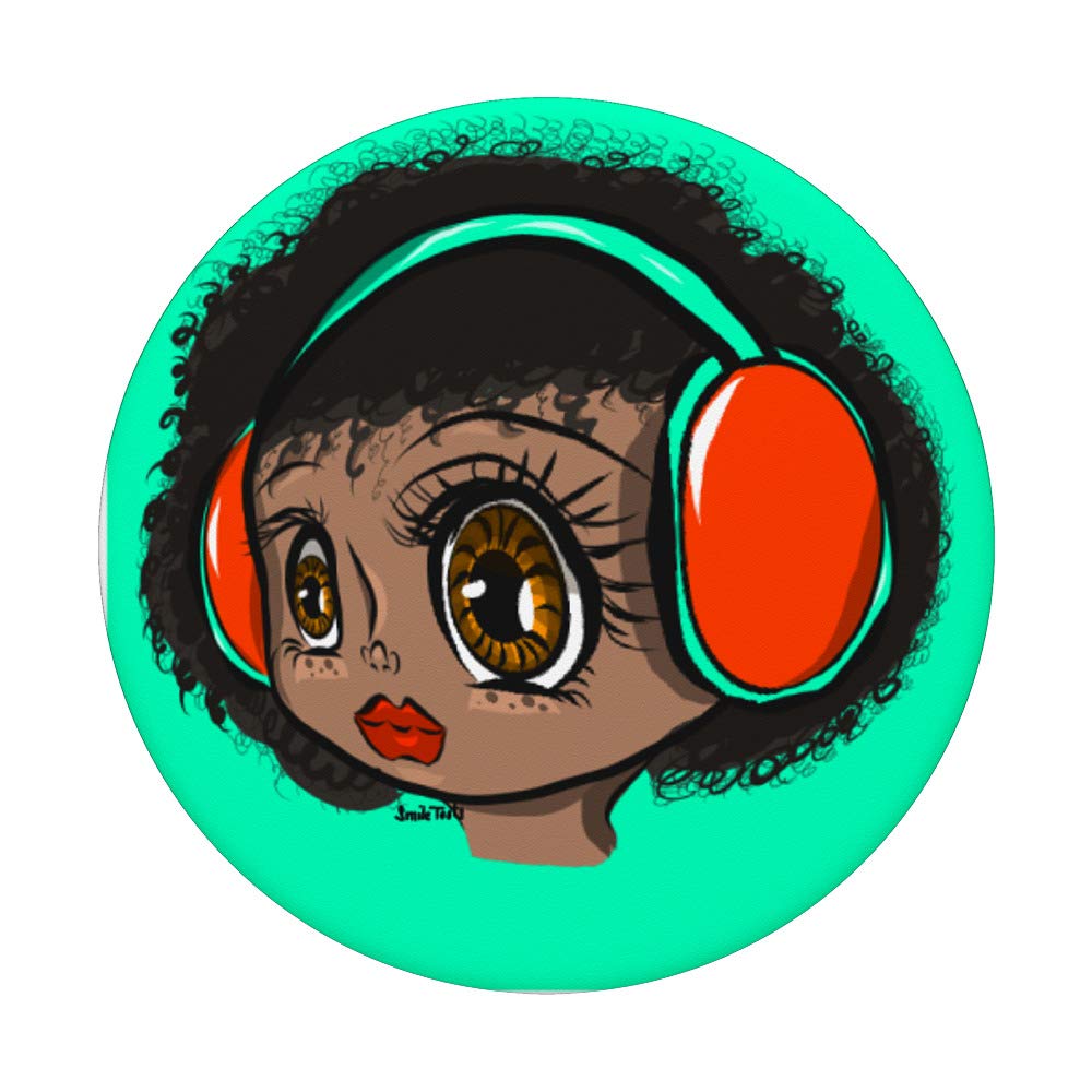 Stylish Afro Hair Phone Grip with Built-in Headphones - Collapsible Stand for iPhone & Android | Perfect for Music Lovers & TikTok Creators