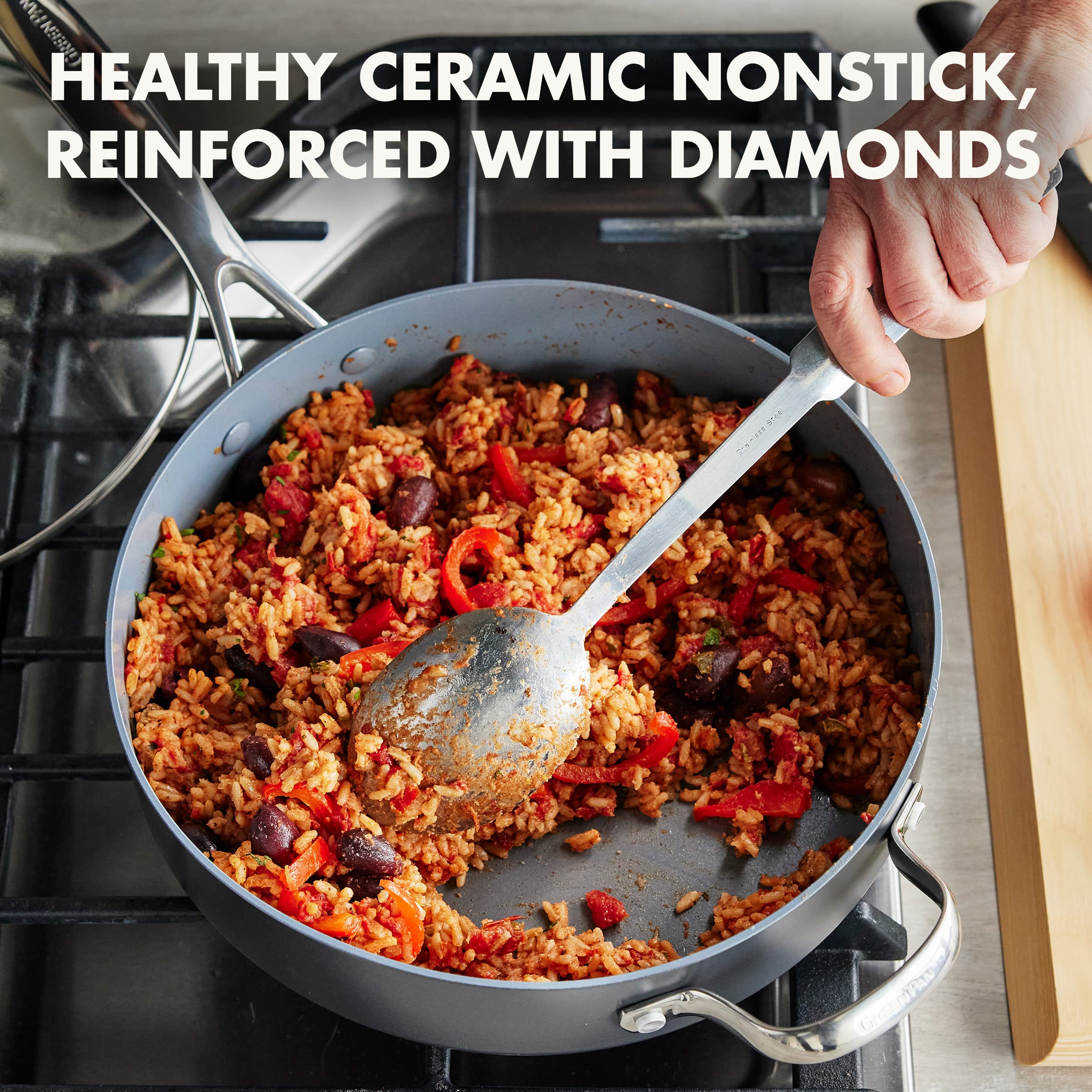 GreenPan Valencia Pro Hard Anodized Healthy Ceramic Nonstick 4.5QT Saute Pan with Lid - PFAS-Free, Induction Compatible, Dishwasher & Oven Safe (Gray) - Perfect for Sautéing, Frying & Everyday Cooking