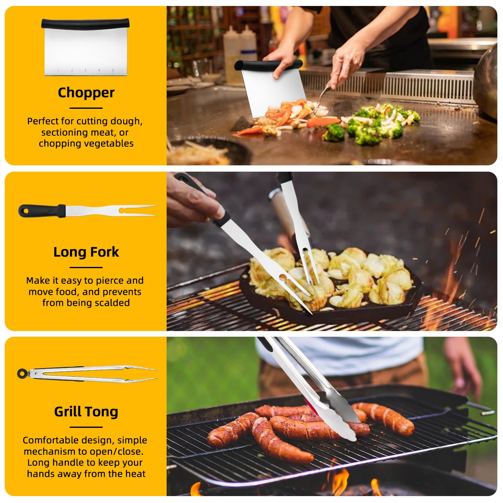 130Pcs Griddle Accessories Kit - Heavy Duty Flat Top Grill Tools Set for Blackstone & Camp Chef | Commercial Grade Grill Spatula Set with XL Spatulas, Burger Press, Basting Cover | Perfect for Outdoor BBQ, Tailgating & Backyard Cooking