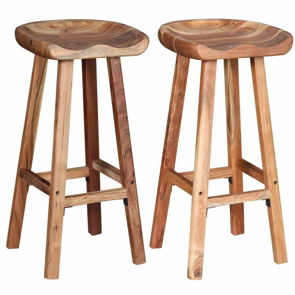 Solid Acacia Wood Bar Stool - Pub & Kitchen Counter Chair for Home & Gifts