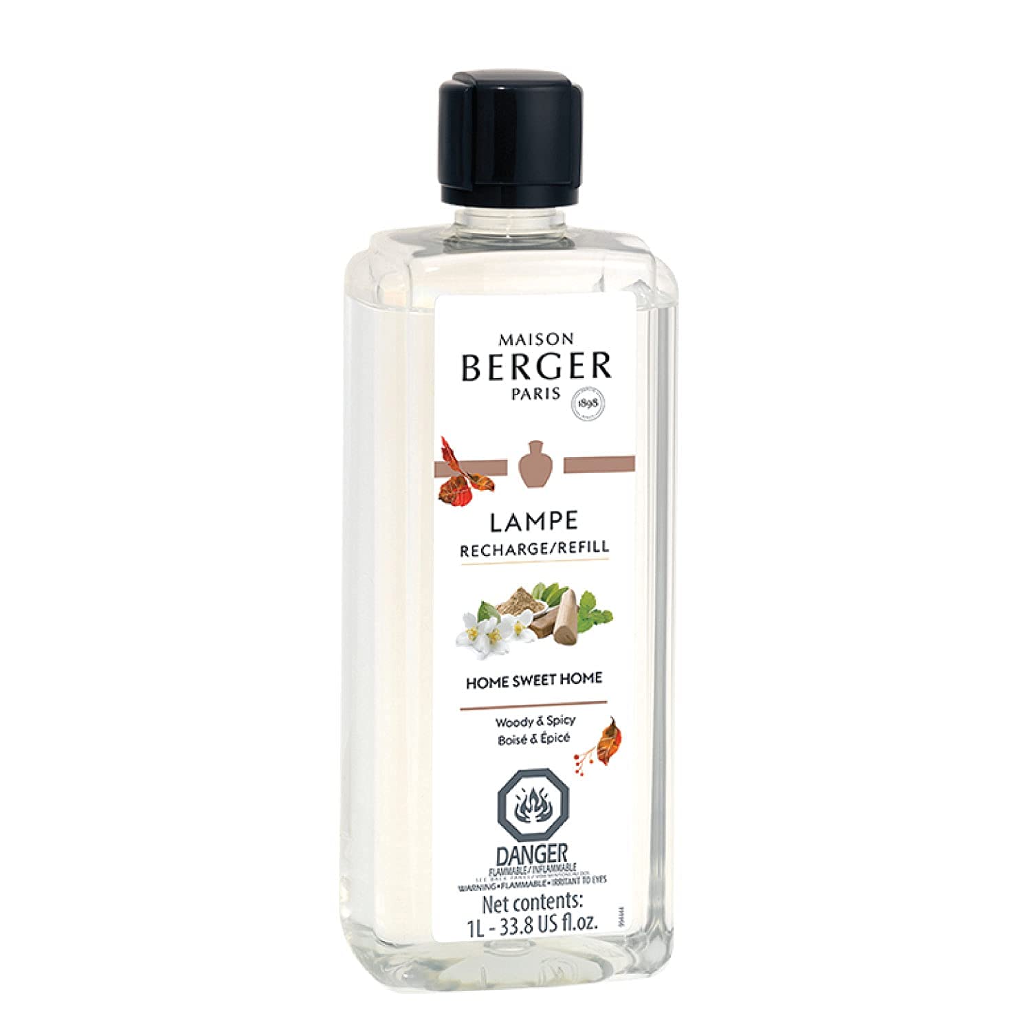 MAISON BERGER Home Sweet Home Fragrance Refill - 33.8oz (1L) Essential Oil Diffuser Refill for Lampe Berger - Long-Lasting Air Freshener for Living Room, Bedroom & Office - Floral Scent Home Decor Gift Idea