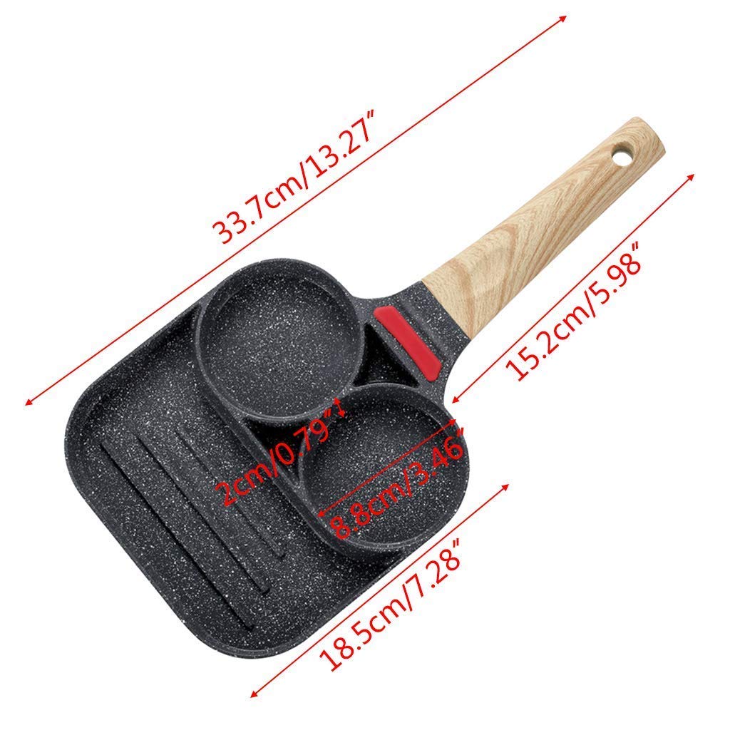3-Hole Nonstick Omelet Frying Pan for Burgers, Eggs & Ham - Aluminum Alloy Breakfast Maker - Perfect for Cooking Omelets, Pancakes & Fried Eggs - Ideal for Home Kitchen, Camping & Quick Breakfasts