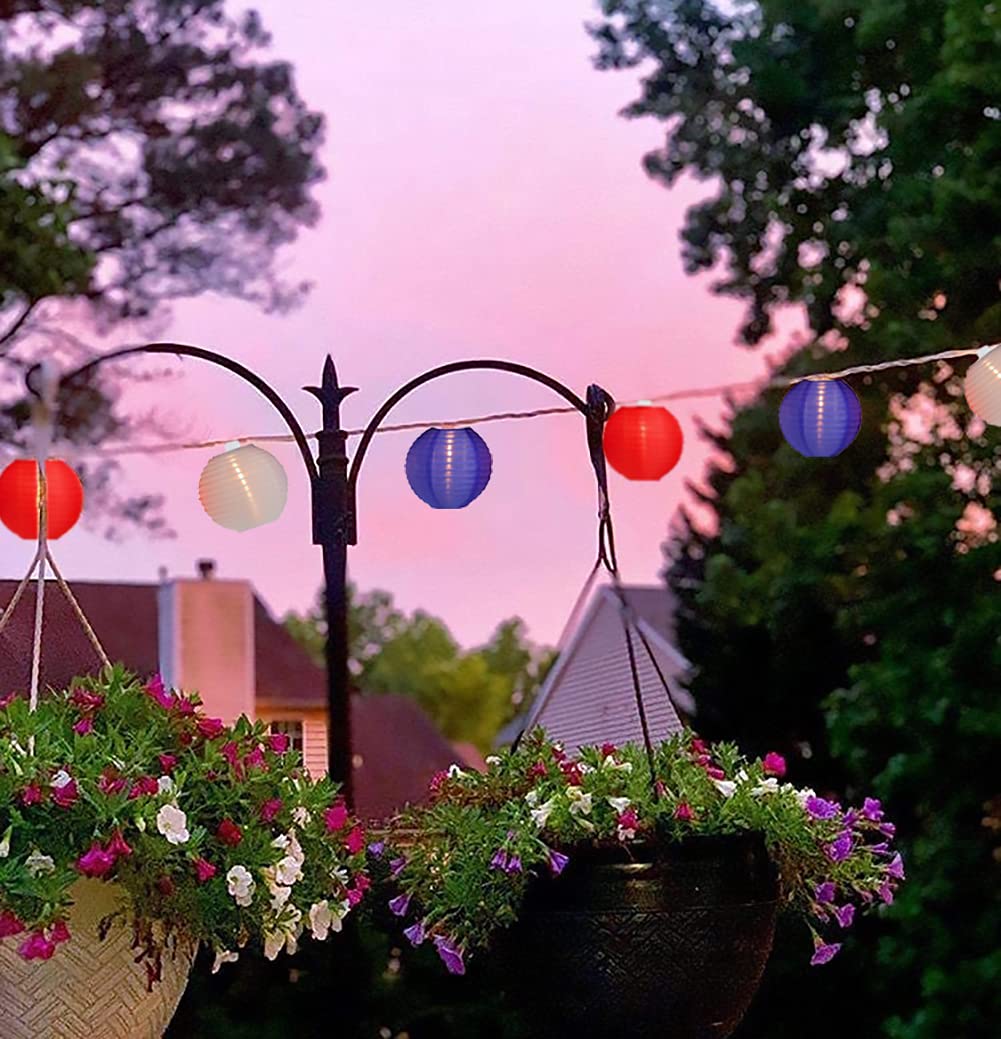 GOOTHY 8.5Ft Patriotic String Lights - 10 Red White Blue Connectable Lanterns for 4th of July, Independence Day & Memorial Day Decor | Outdoor Party Lights for Backyard, Garden & Patio Celebrations