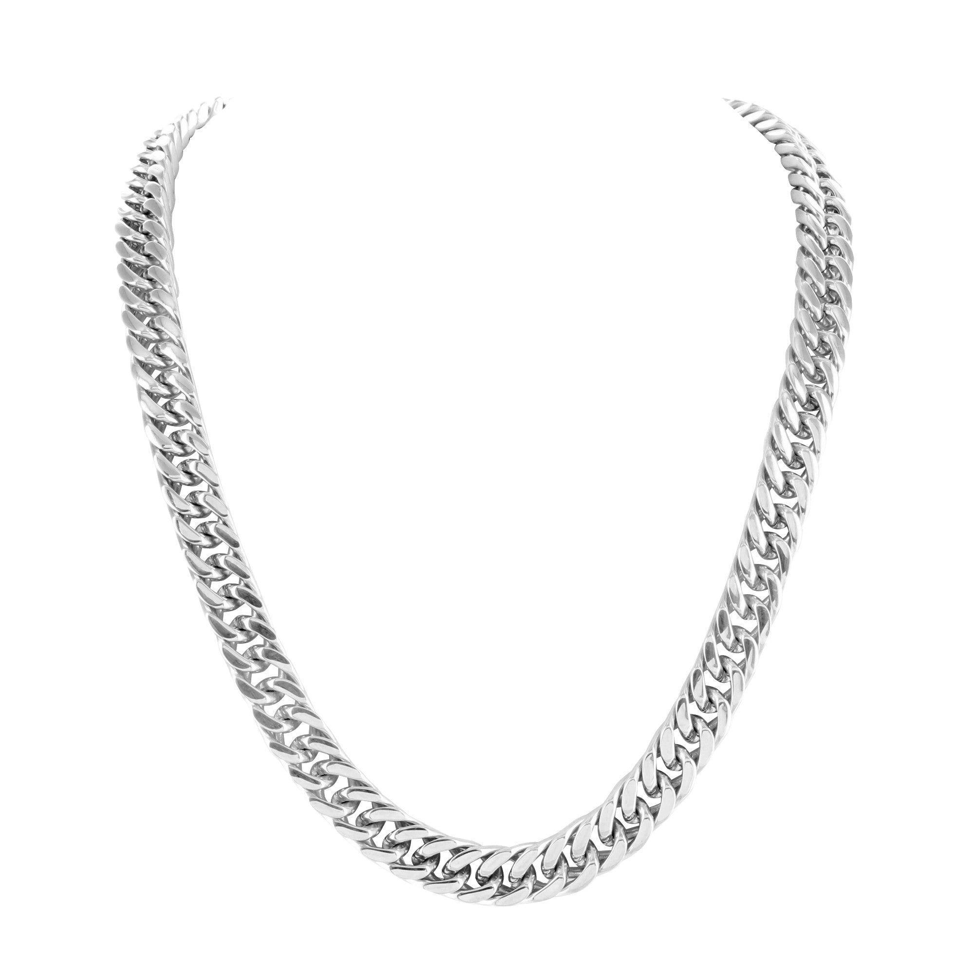 Premium 8mm Stainless Steel Miami Cuban Chain Necklace - White Gold Plated for Men & Women - Perfect for Hip Hop Fashion, Gifts & Everyday Wear