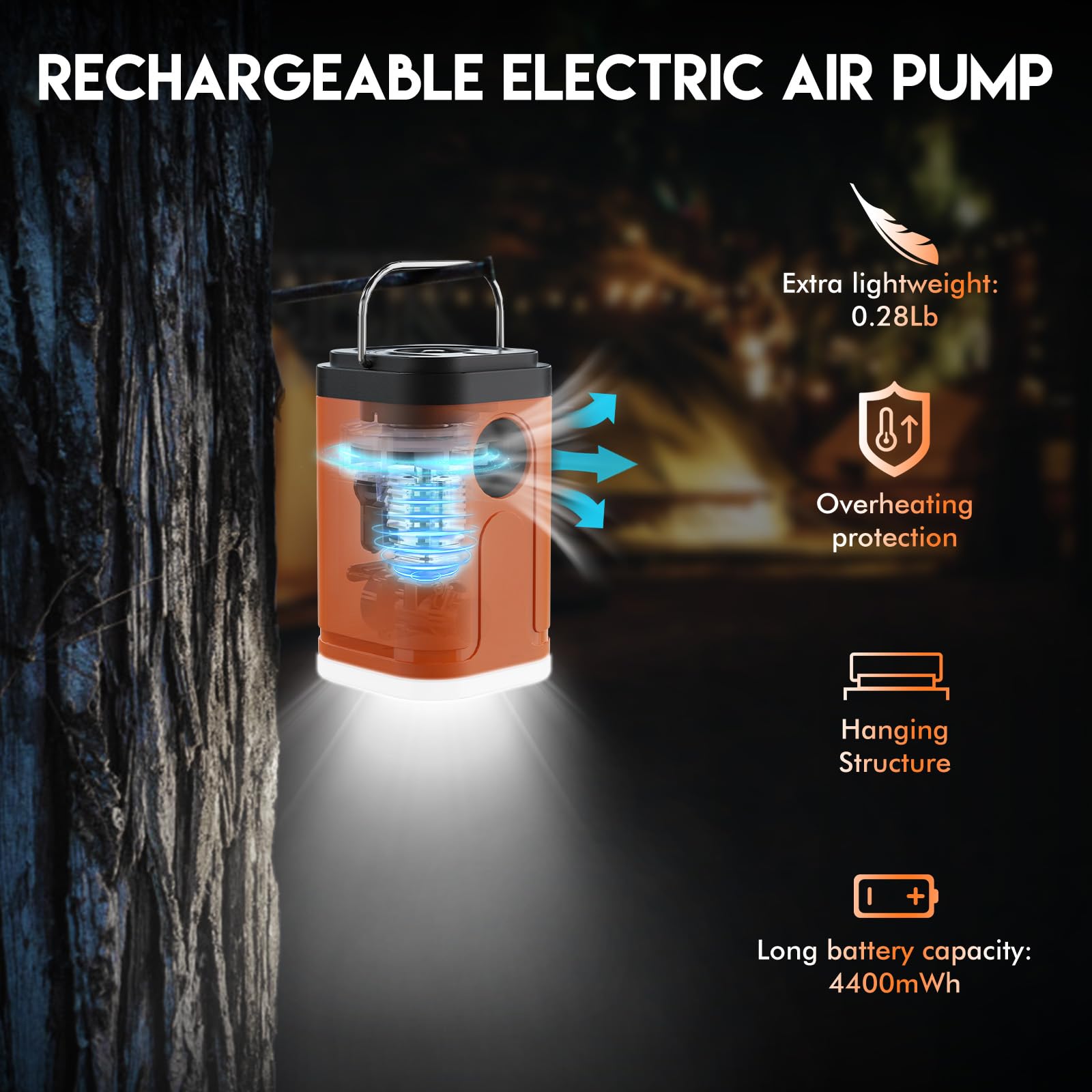 Portable Rechargeable Electric Air Pump for Inflatables - 2000mAh Battery Powered Mini Pump for Air Mattress, Pool Floats, Boat Toys, Yoga Balls | Quick Inflation for Camping, Travel & Home Use