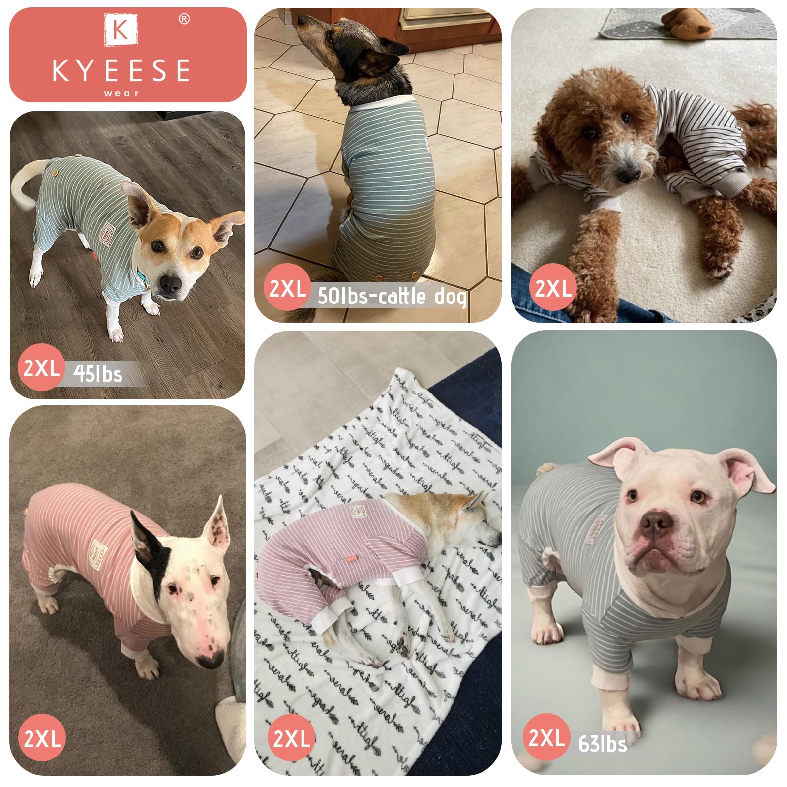 KYEESE Large Dog Pajamas Onesie - Soft Cotton Dog Pajamas for Big Dogs, Comfortable Sleepwear for Pets - Perfect for Indoor Lounging, Winter Nights & Cuddling