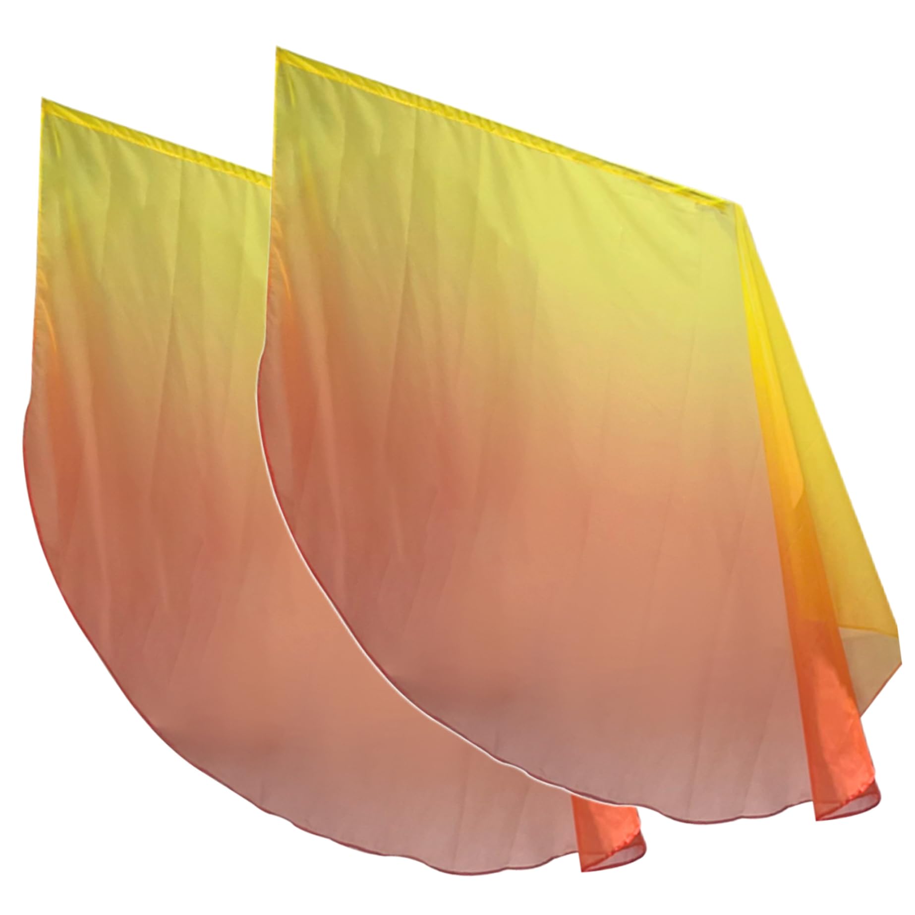 2PCS 55x75 Inch Semicircle Worship Dance Flags with Scalable Rod, Yellow & Red Gradient Praise Flags for Church Performances, Practice, and Worship Events