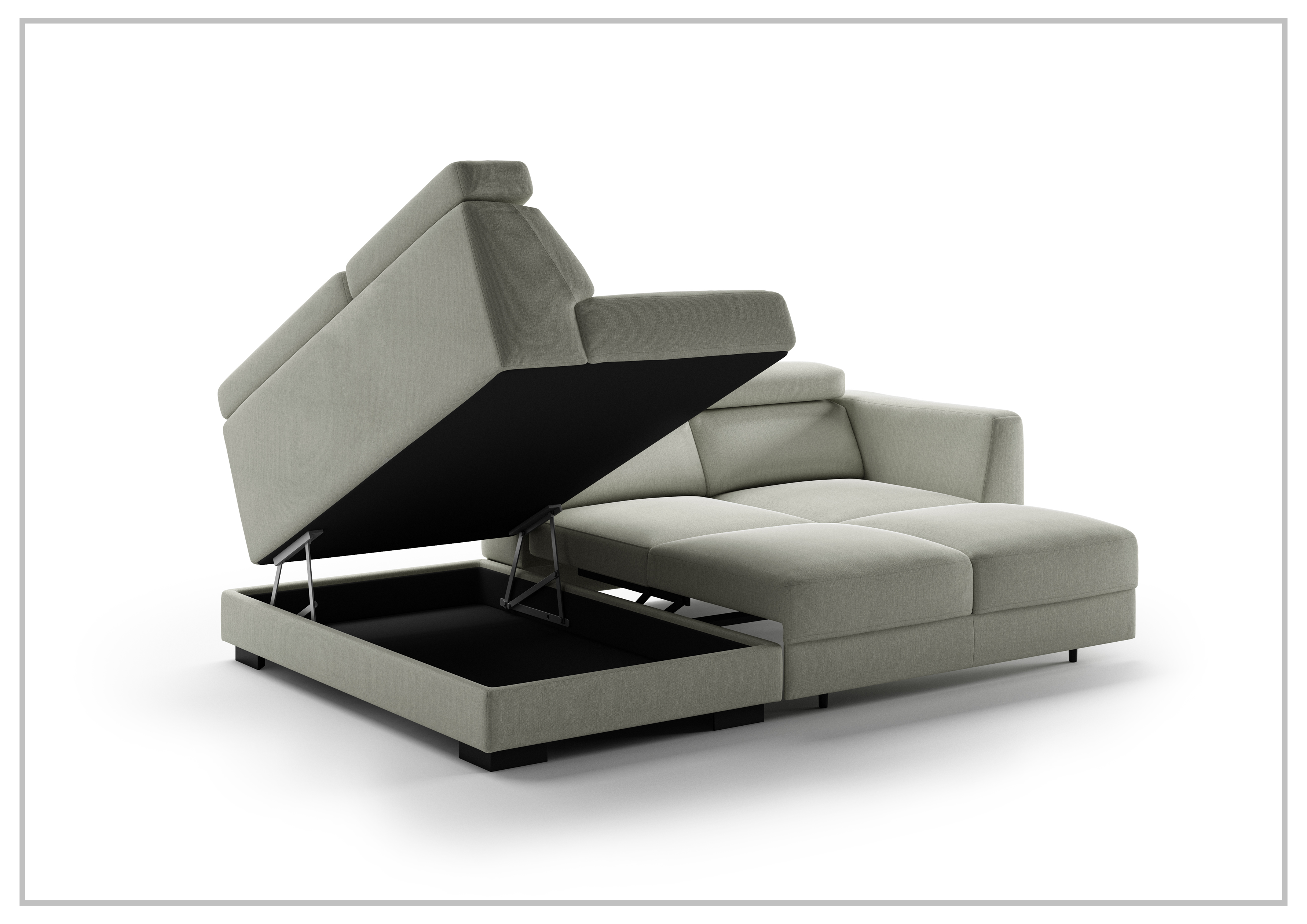Luonto Halti Fabric Full XL Sectional Sleeper Sofa with Chaise and Storage | Modern Convertible Sleeper Sectional for Living Room, Guest Room & Small Spaces