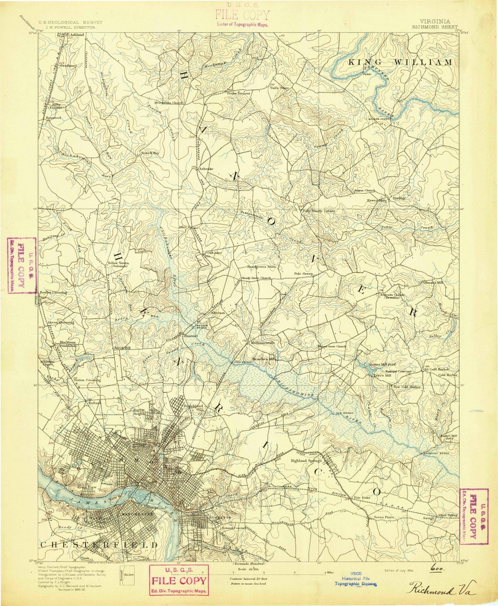 1894 Richmond VA USGS Historical Topographic Map - Large 44x55 Inch Vintage Wall Art Decor | Perfect for Home Office, Living Room & Gift for History Lovers