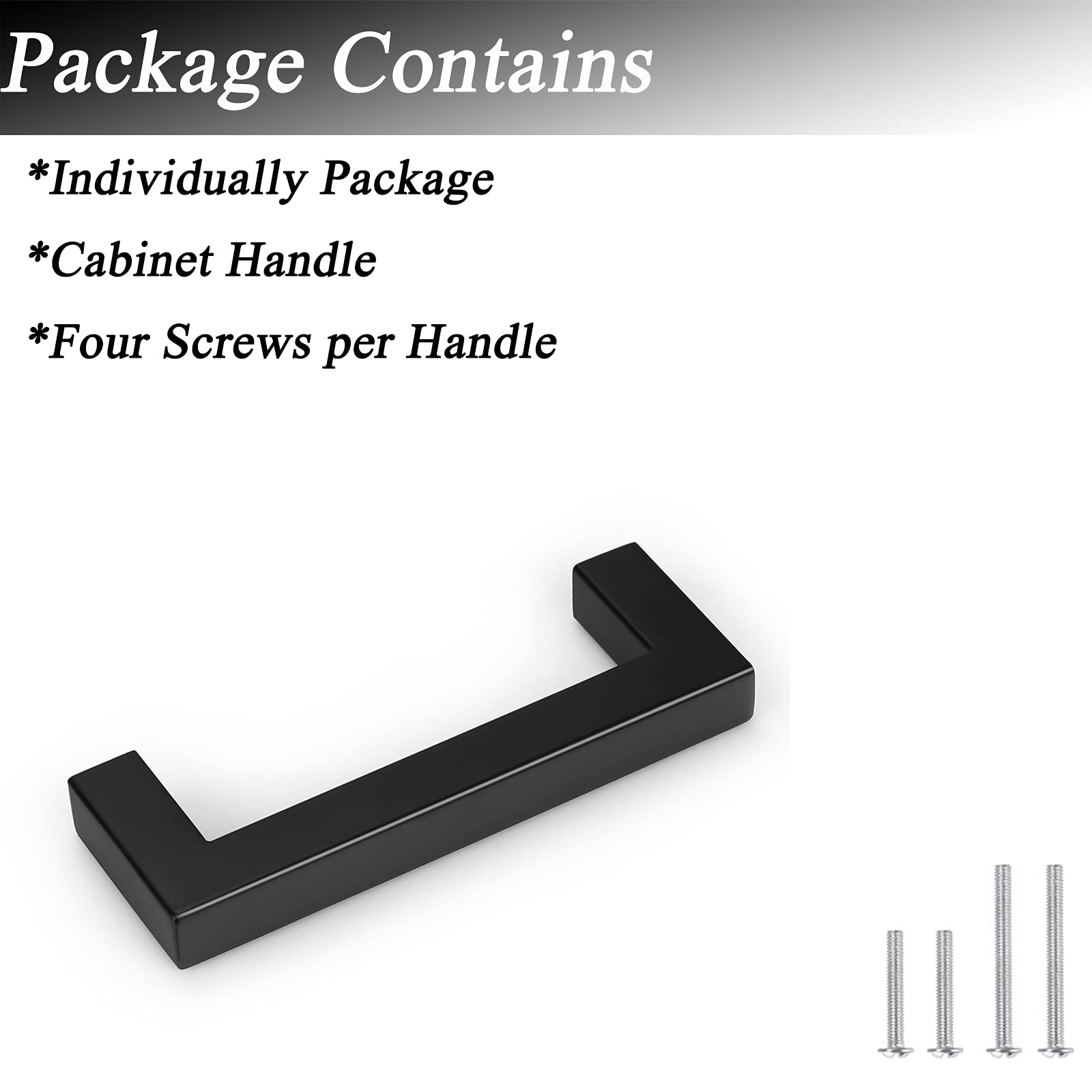 Probrico 50 Pack Black Kitchen Cabinet Pulls - Stainless Steel 3.5 Inch Hole Center Cabinet Handles, Square Corner Bar Drawer Pulls for Modern Kitchens, Bathrooms & Office Furniture (Easy Installation & Durable)