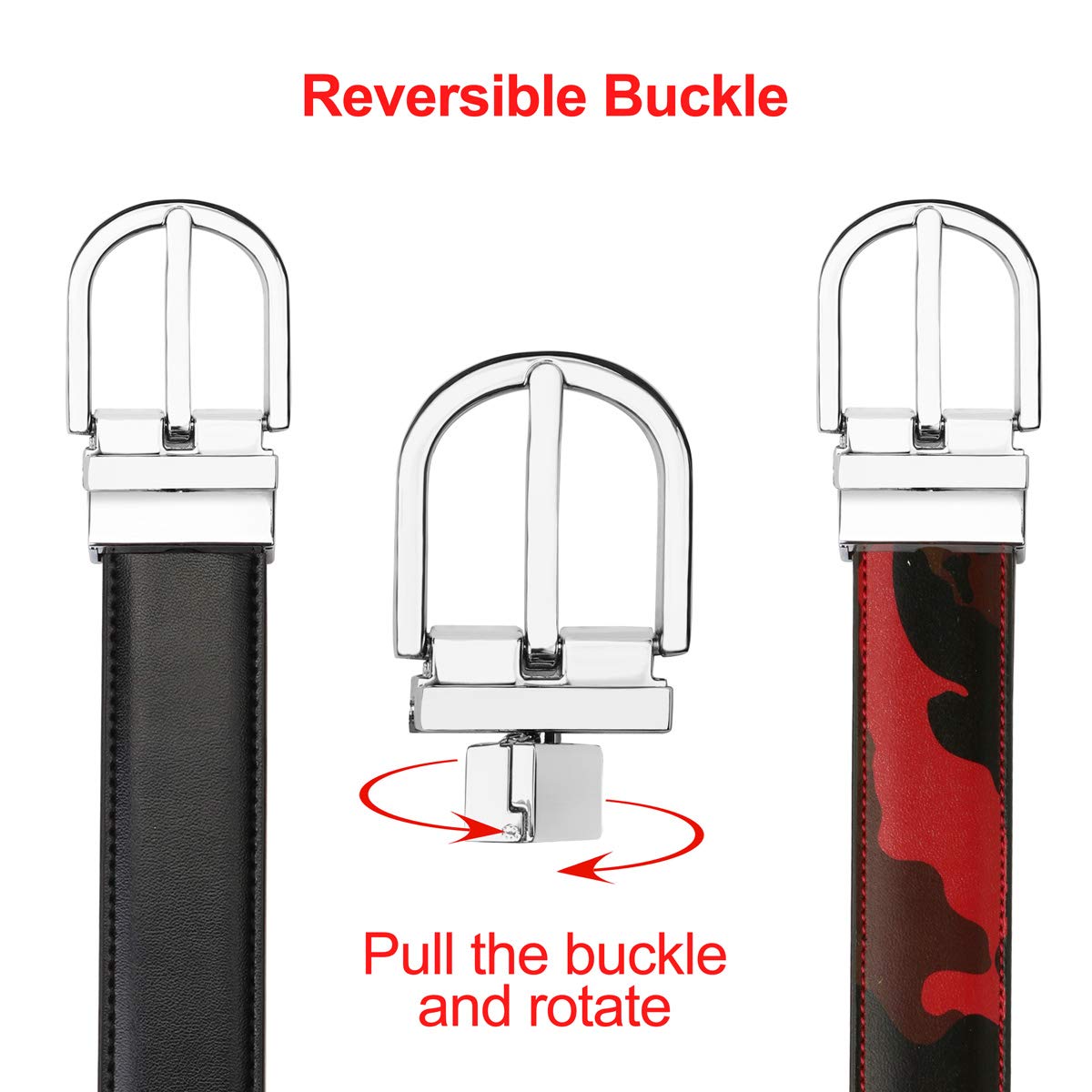 Reversible Genuine Leather Belt for Women & Kids - Dual Color Fashion Belt with Single Prong Buckle | Perfect for Casual Wear, Office Outfits & Everyday Use