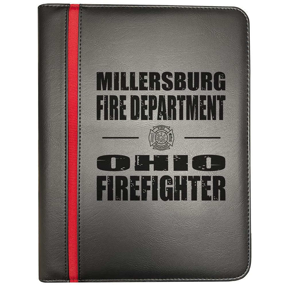 Firefighter Portfolio Organizer with Thin Red Line & Maltese Cross - Compatible with Millersburg Ohio Fire Departments - Includes Firefighter's Prayer Print - Pack of 5 - Perfect for First Responder Gifts & Fire Station Organization
