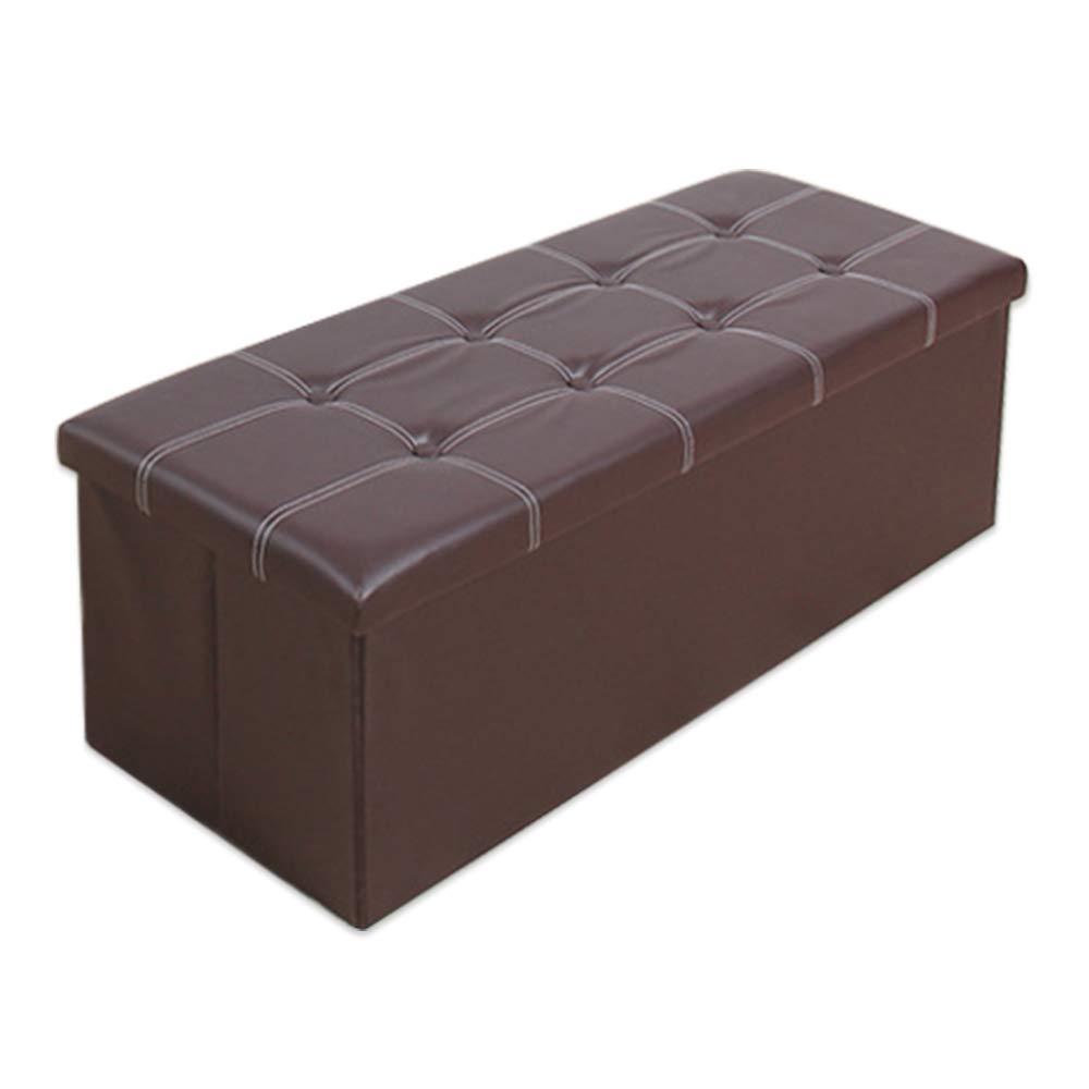 FOME PU Leather Storage Ottoman Cube - Foldable Foot Stool with Thickening Sponge, Toy Chest & Quick Assembly (43.3x14.9x14.9in) - Perfect for Living Room, Bedroom & Nursery Organization