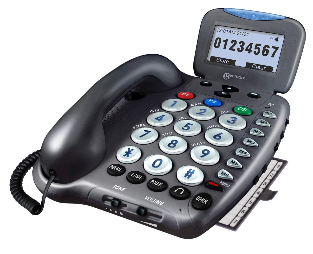 Ampli550 Big Button Corded Landline Telephone with Talking Caller ID & Keys - Ultra Loud Volume, Backlit LCD Display - Hearing Aid Compatible - Perfect for Seniors & Visually Impaired at Home or Office