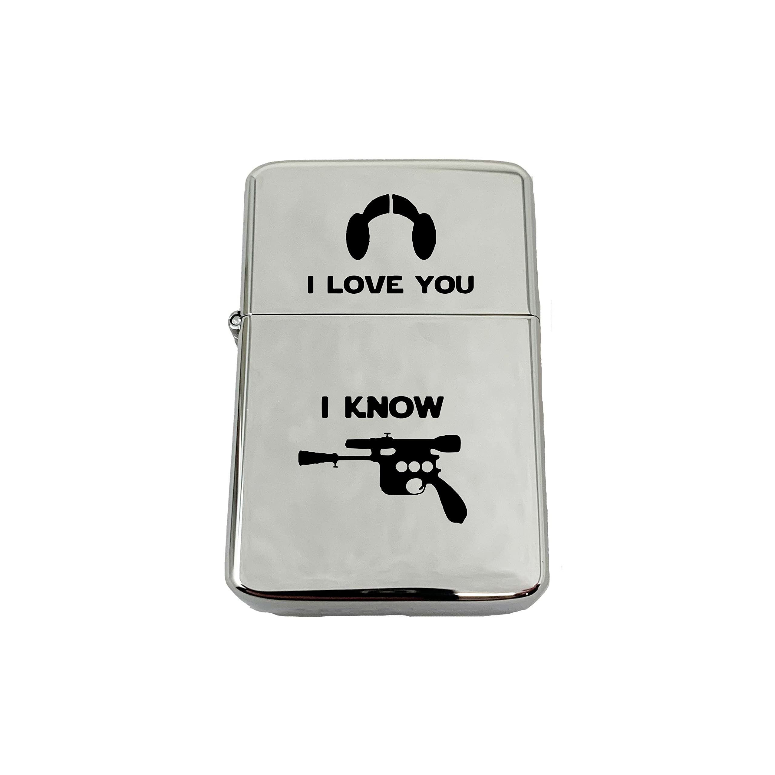 Chrome L1 Windproof Lighter with 'I Love You I Know' Engraving - Perfect for Camping, Hiking, and Outdoor Adventures