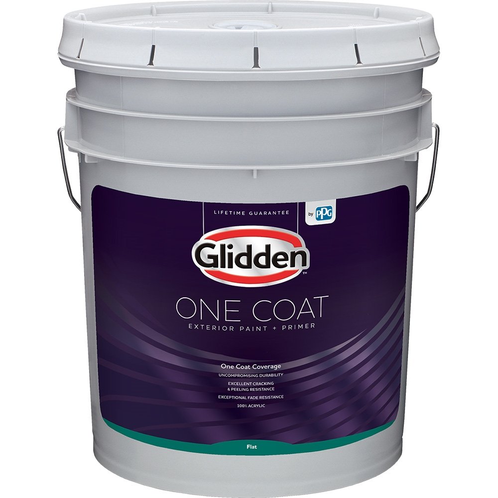 Glidden Exterior Paint and Primer in One - Red Chocolate Sparkle Flat Finish, 5 Gallon Bucket | One Coat Coverage for Houses, Fences & Outdoor Projects