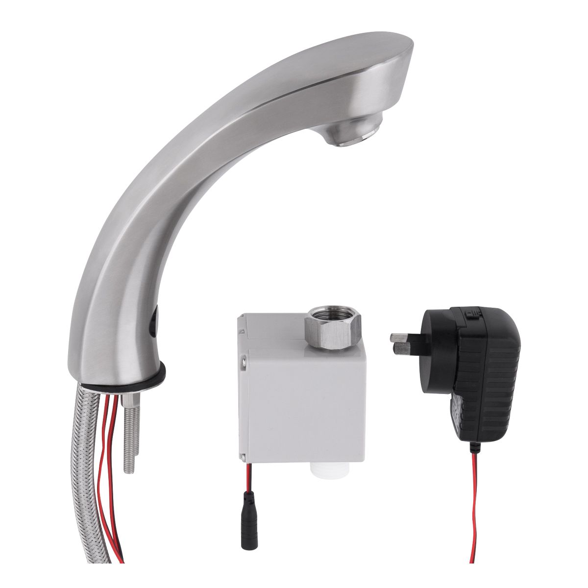 3Monkeez Stainless Steel Hob Mounted Infrared Sensor Tap - Touchless Kitchen Faucet with Motion Sensor, Mains Powered for Modern Kitchens & Commercial Use