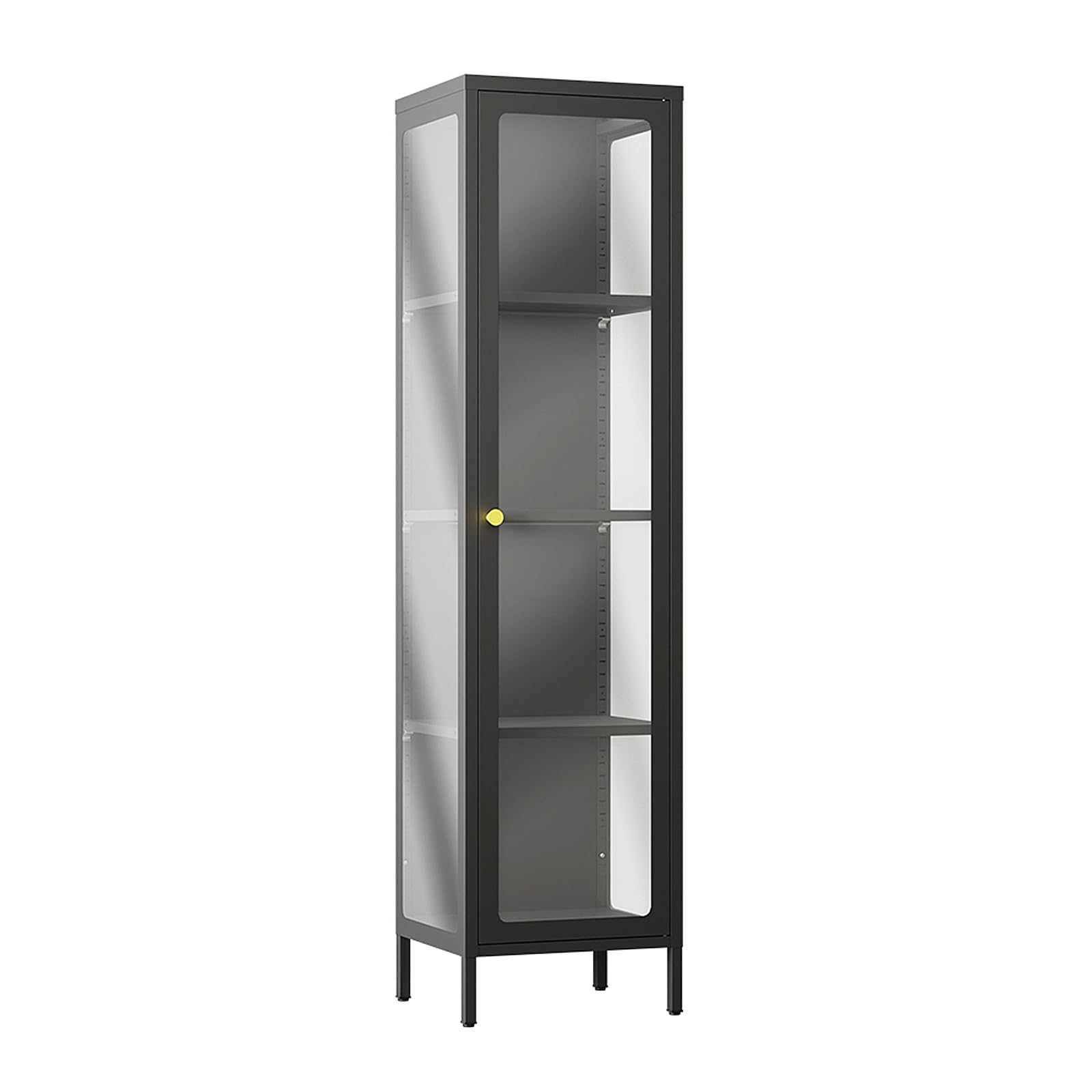 Glass Display Cabinet with 4 Adjustable Shelves - Curio Cabinet with Glass Doors for Home, Office, Clinic or Pantry - Easy Assembly Required (Black) - Perfect for Showcasing Collectibles, China, Books or Retail Merchandise