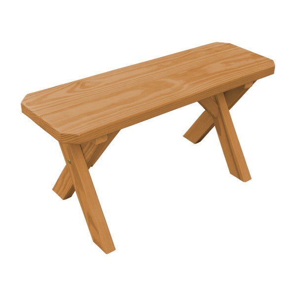 Yellow Pine Picnic Cross-Leg Bench - Outdoor Wooden Folding Bench for Patio, Garden, Camping & Picnics | Rustic Natural Wood Furniture for Backyard, Deck & Porch