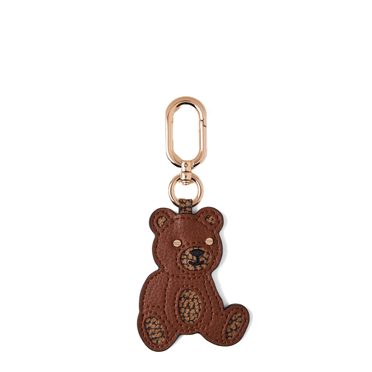 Borbonese OP Natural Tobacco Bear Keychain 910775AG5 - Stylish Leather Keyring for Women & Men - Perfect for Gifts, Bags, and Everyday Use