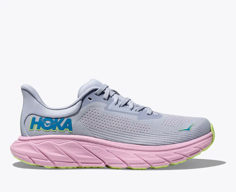 HOKA Women's Arahi 7 Wide Running Shoes - Gull/Pink Twilight | Stability & Cushion for Road Running, Jogging, Walking