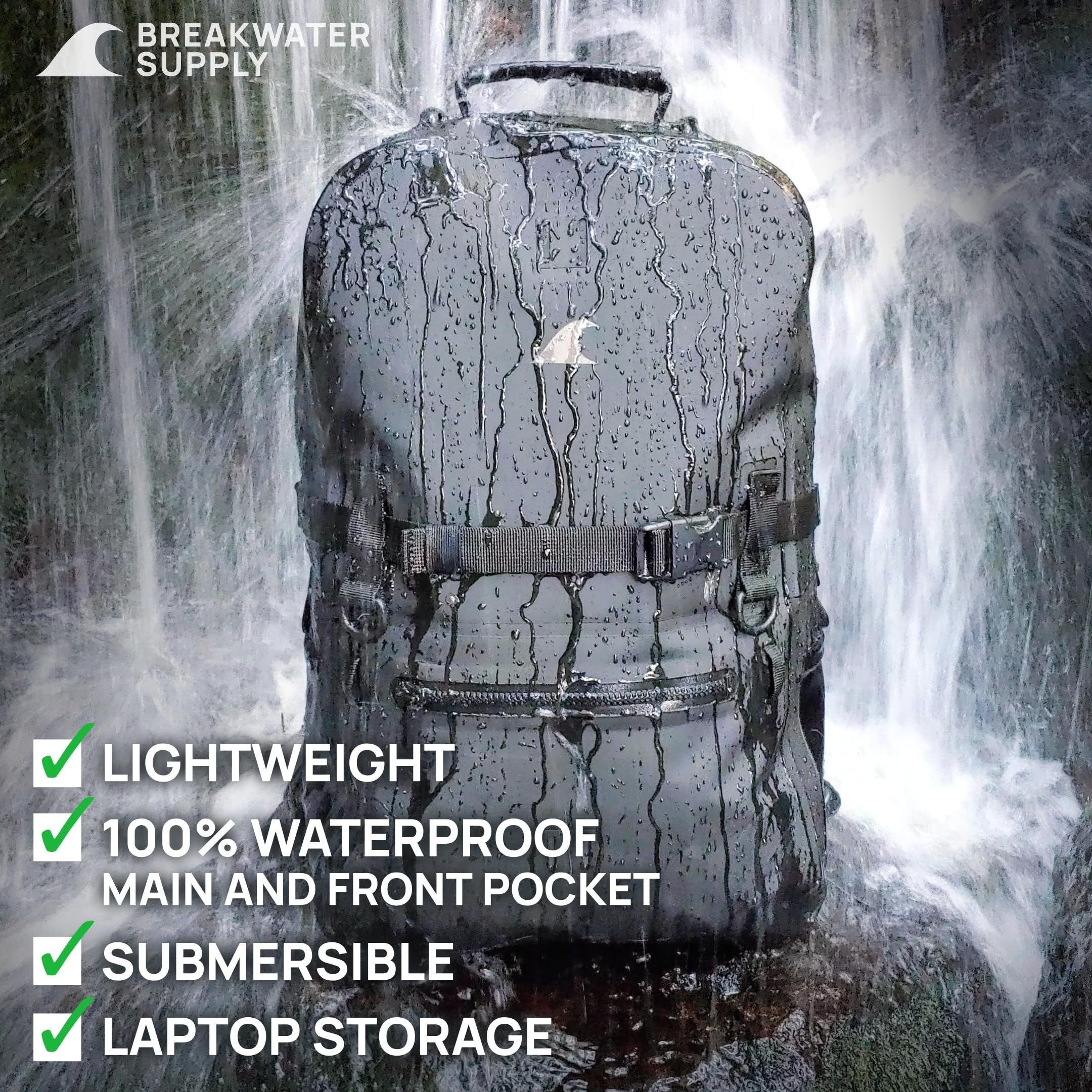 Waterproof Submersible Backpack 15L 20L 25L - Airtight Laptop Bag with Waterproof Zippers for Travel, Hiking & Outdoor Adventures | Breakwater Supply™ Fogland Series