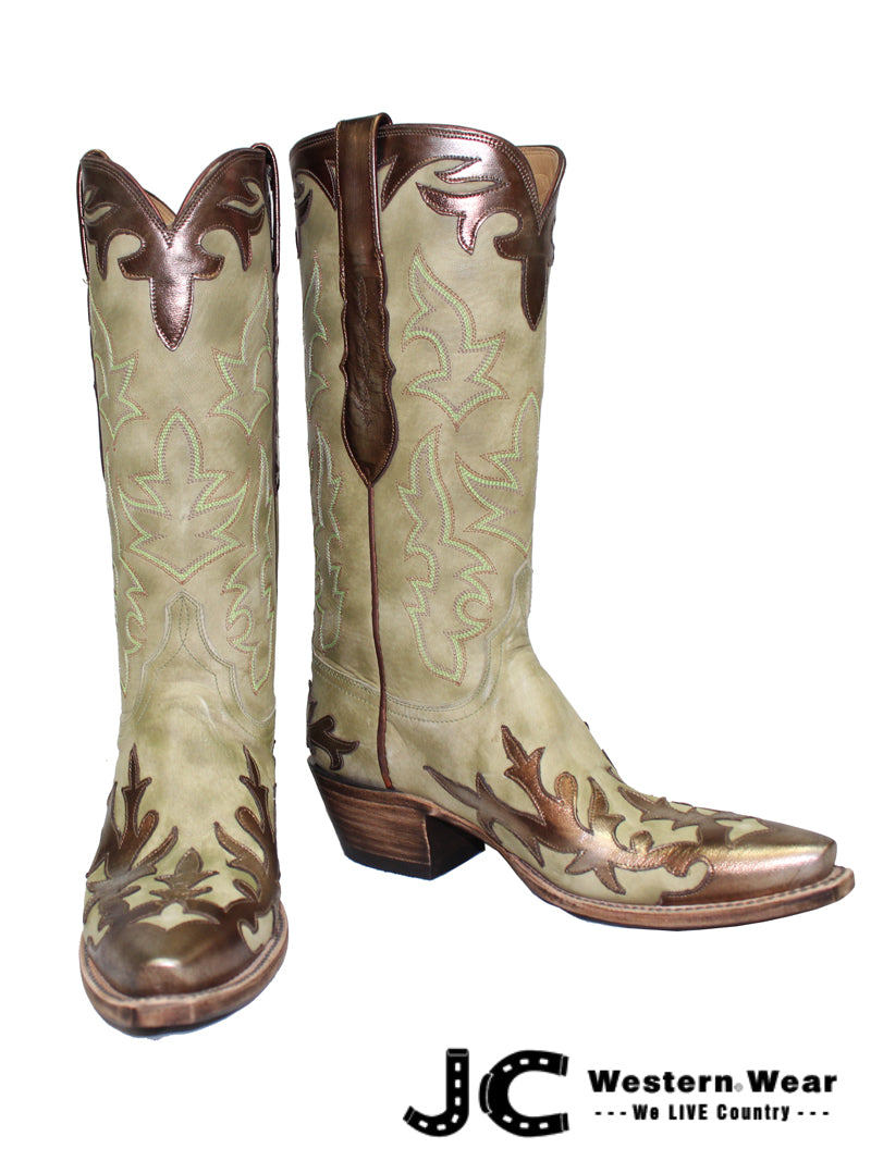 Lucchese L4739.54 Women's Classic Goat Skin Boots in Destroyed Sage - Western Cowgirl Boots for Country Dancing & Rodeo Events