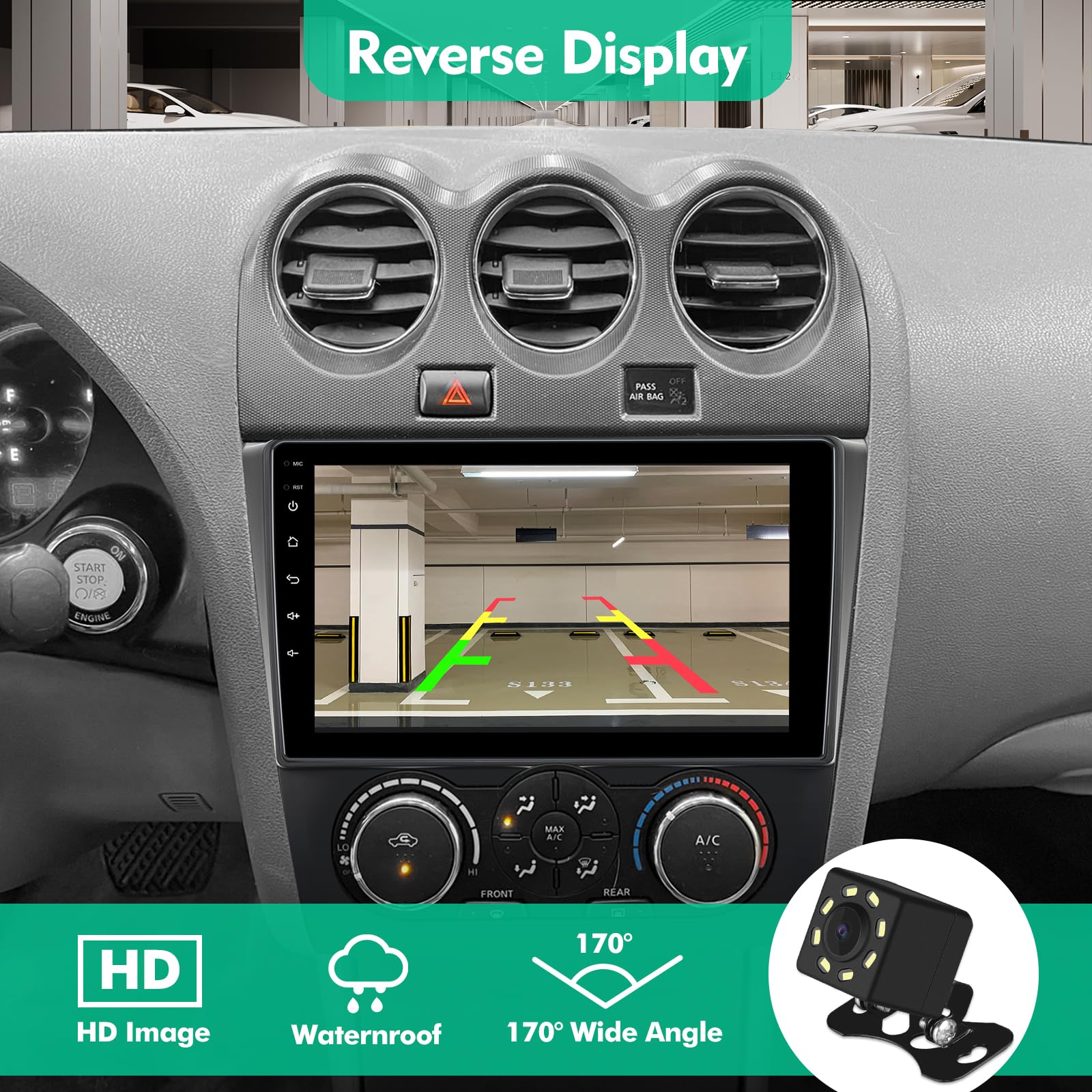 9-Inch IPS Touchscreen Android 10 Car Stereo for Nissan Altima 2008-2012 | Wireless CarPlay & Android Auto | 2+32GB | GPS, WiFi, Bluetooth, FM Radio | Backup Camera & Steering Wheel Control | Perfect for Commuting & Road Trips