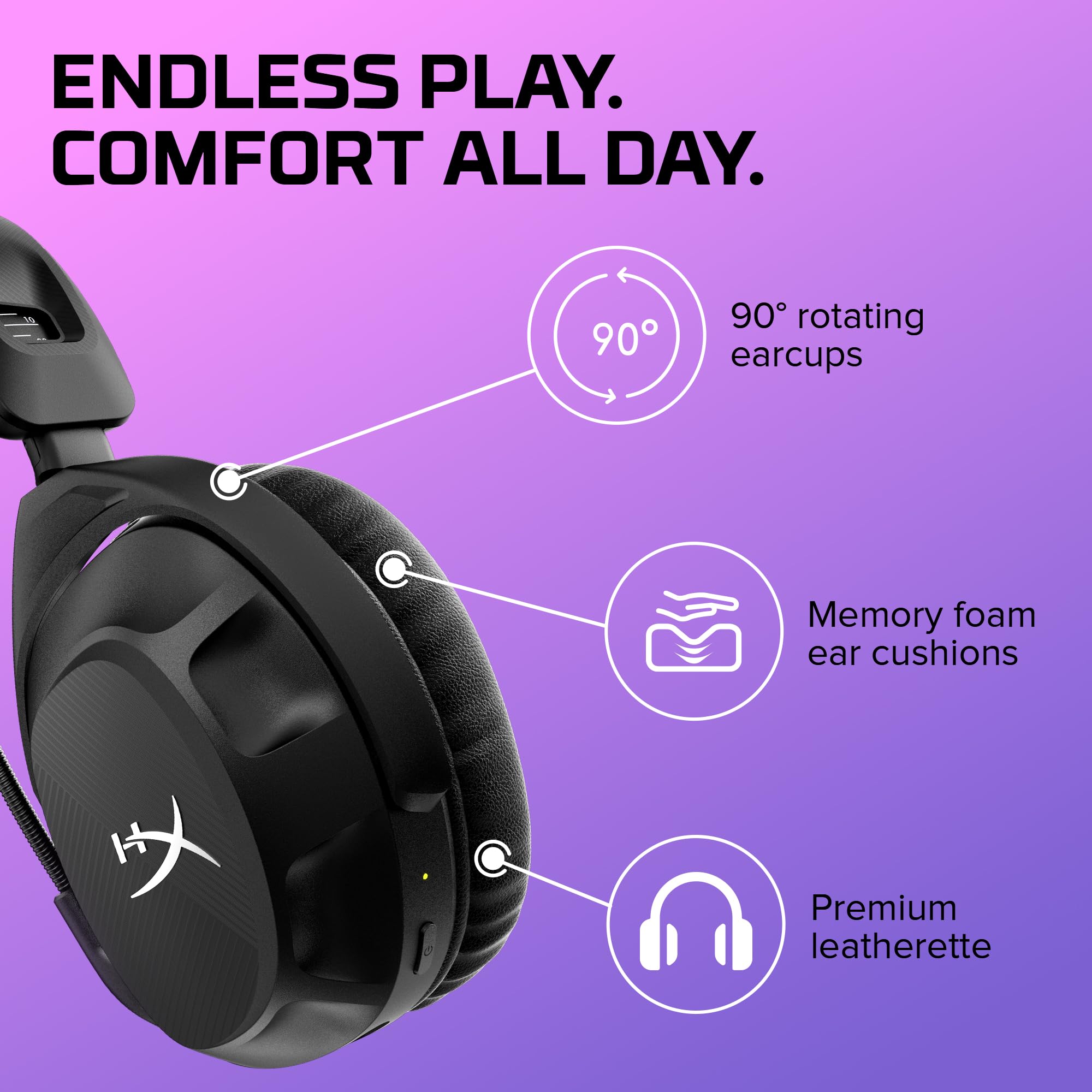 HyperX Cloud Stinger 2 Wireless Gaming Headset for PC - Noise Cancelling Mic, Memory Foam Earpads, 20H Battery Life - Perfect for Gaming, Streaming & Online Meetings (Black)