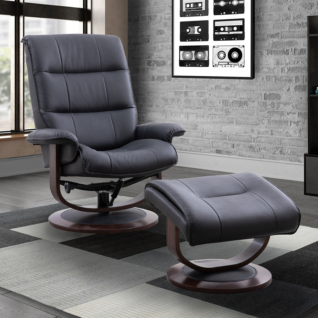 Montclair Manual Swivel Recliner with Ottoman - Comfortable Lounge Chair for Living Room, Bedroom, Home Theater - Perfect for Relaxing, Reading & Napping